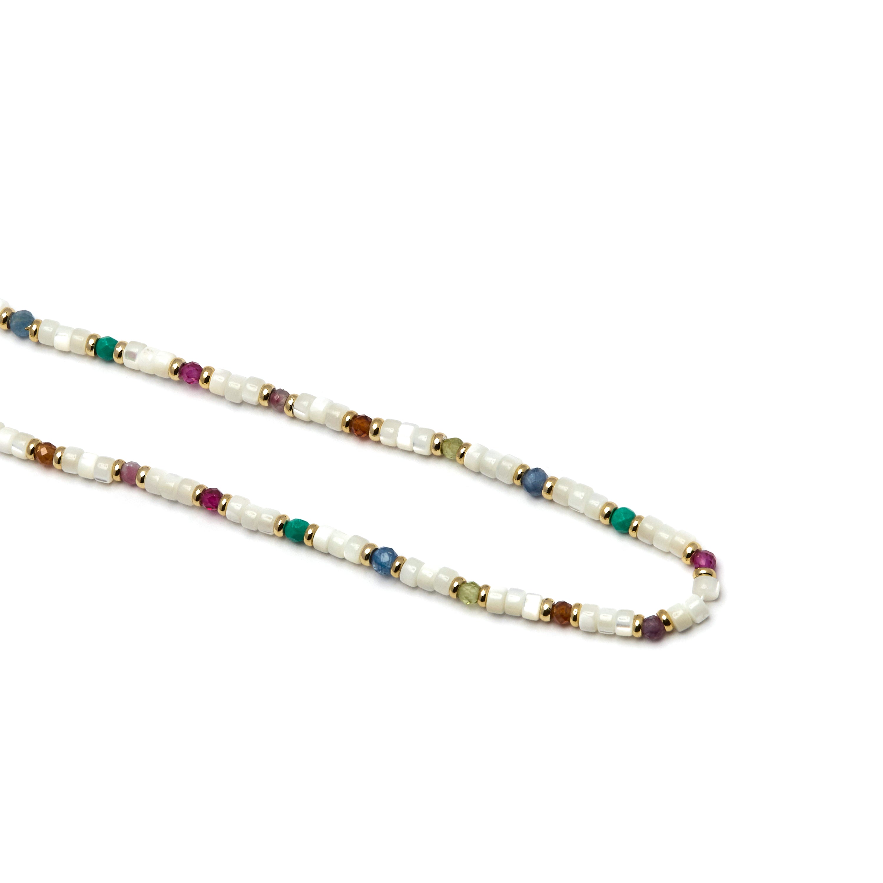 Collier avec Nacre Blanche finition or 18k - Xolau