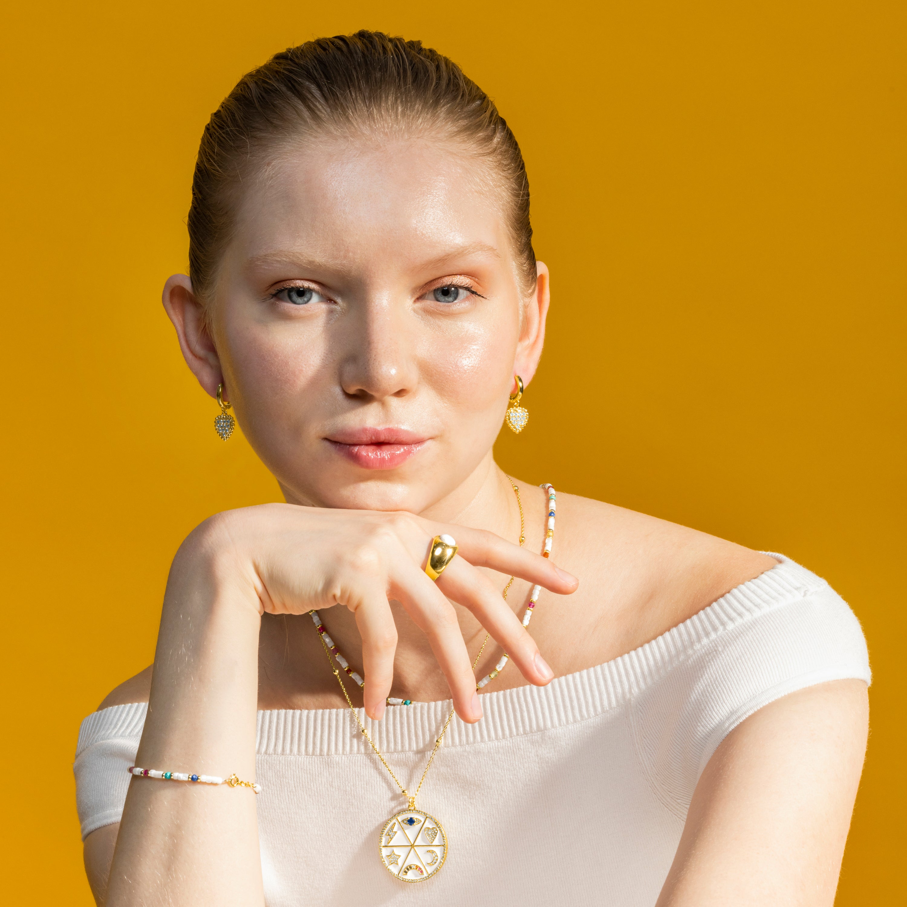 Collier avec Nacre Blanche finition or 18k - Xolau