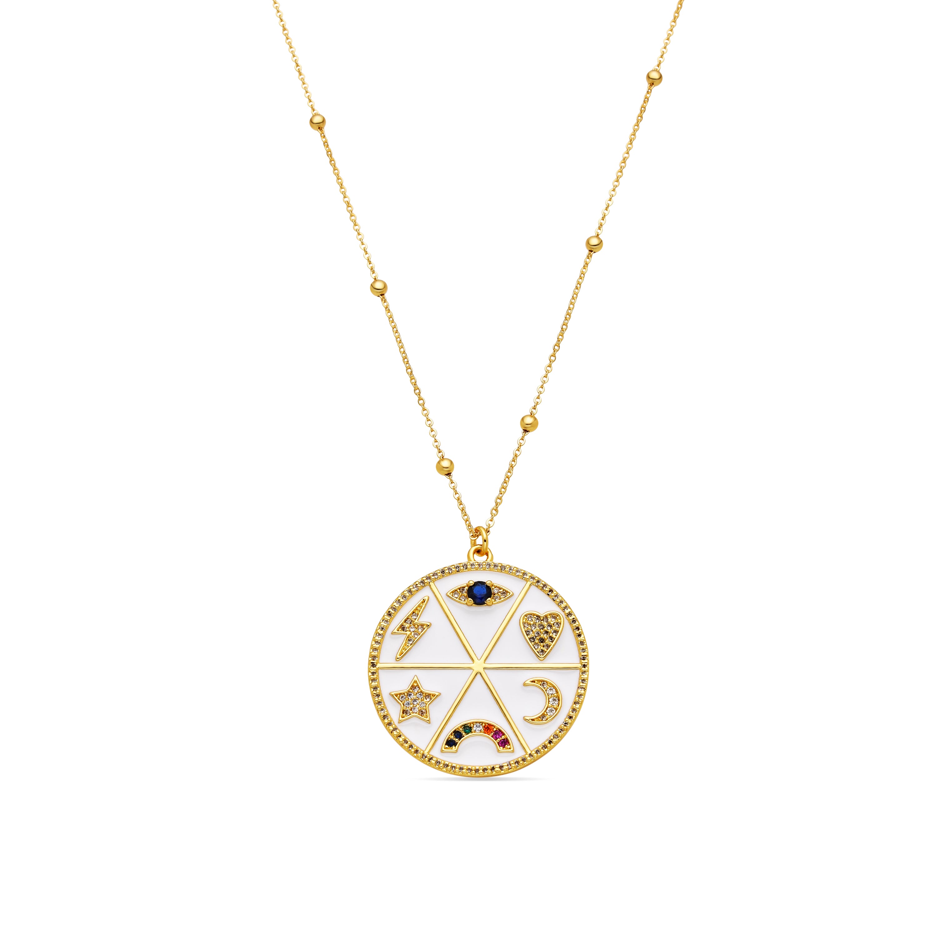 Halskette mit mehrfarbigem Zirkonia, 18k Gold-Finish - Thiem