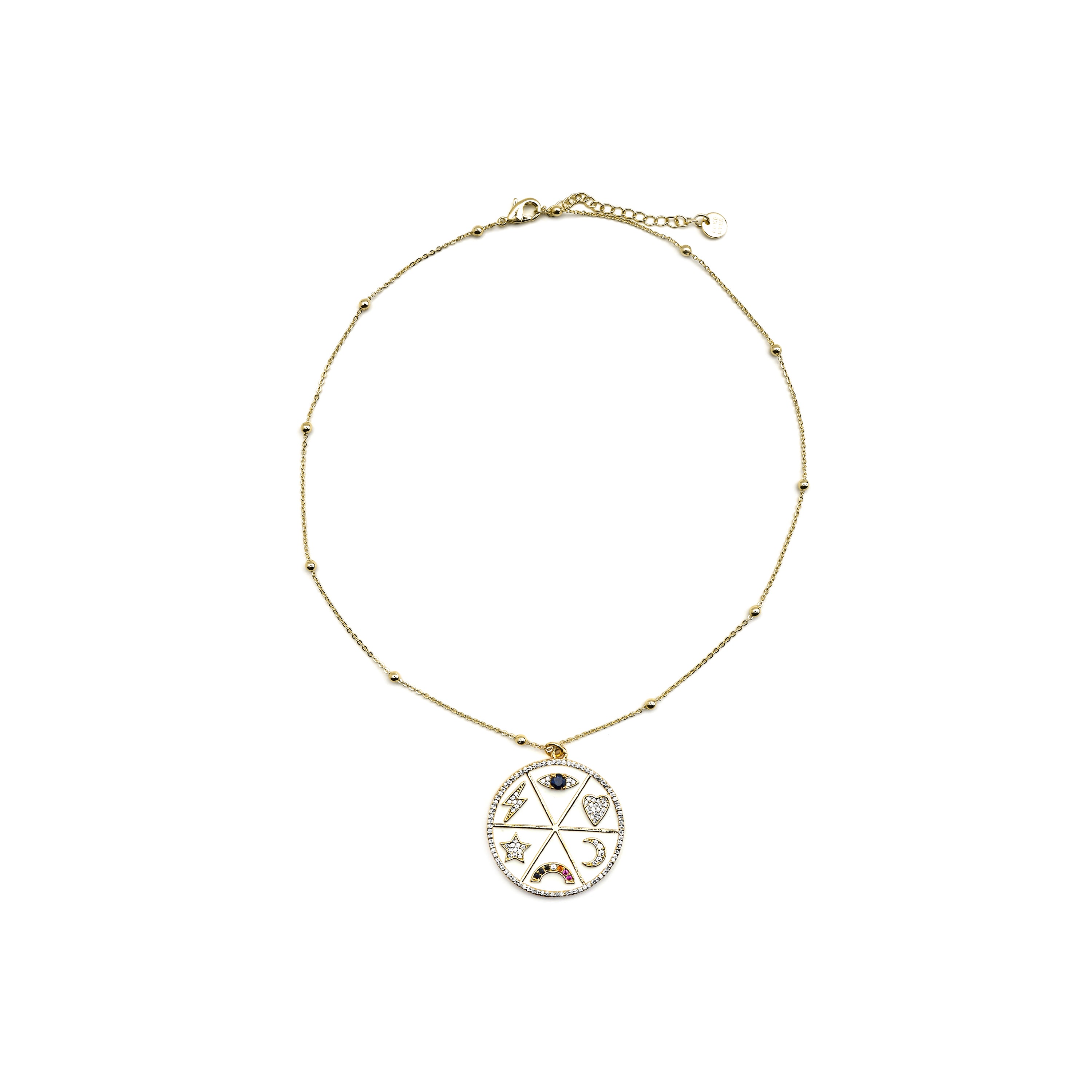 Halskette mit mehrfarbigem Zirkonia, 18k Gold-Finish - Thiem