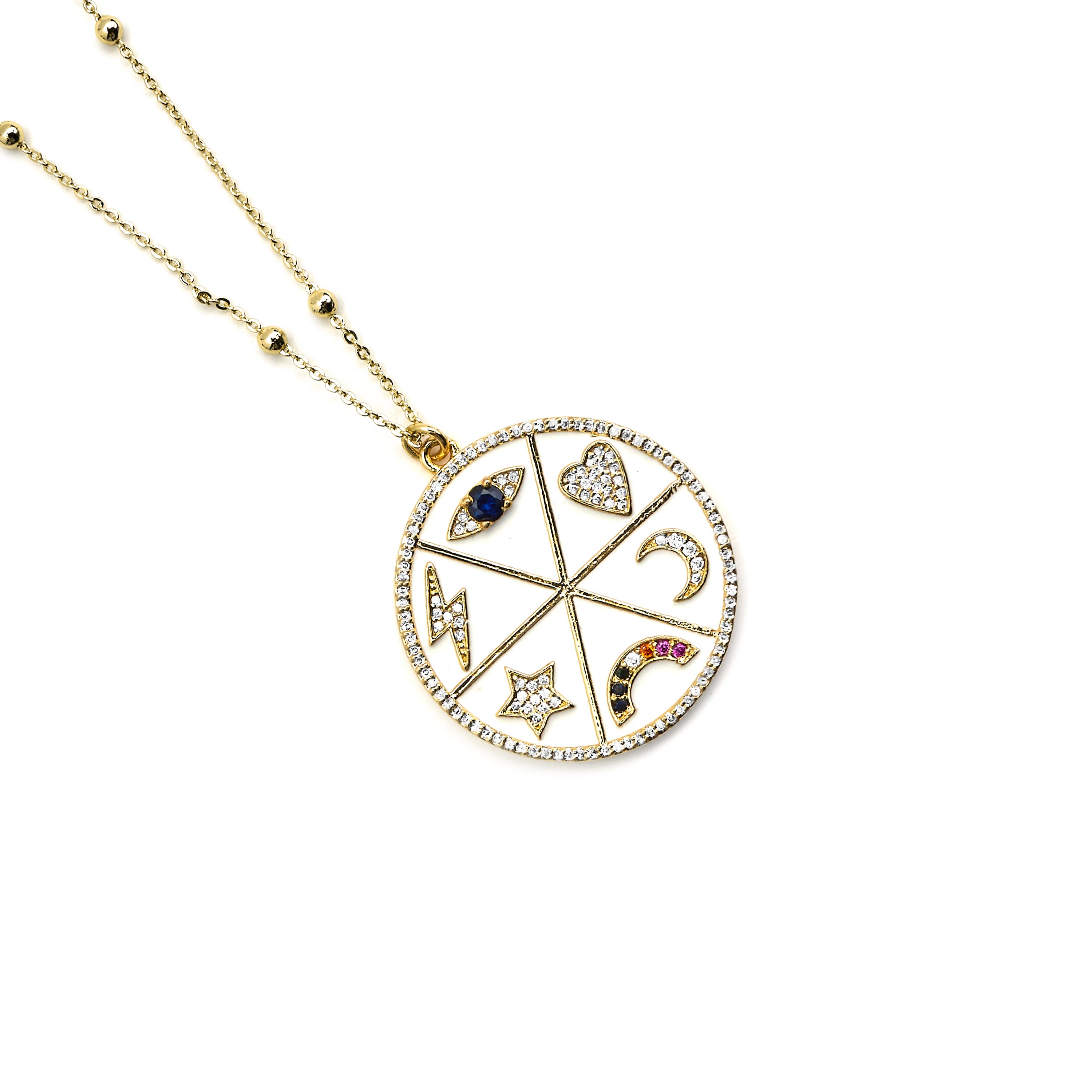 Halskette mit mehrfarbigem Zirkonia, 18k Gold-Finish - Thiem