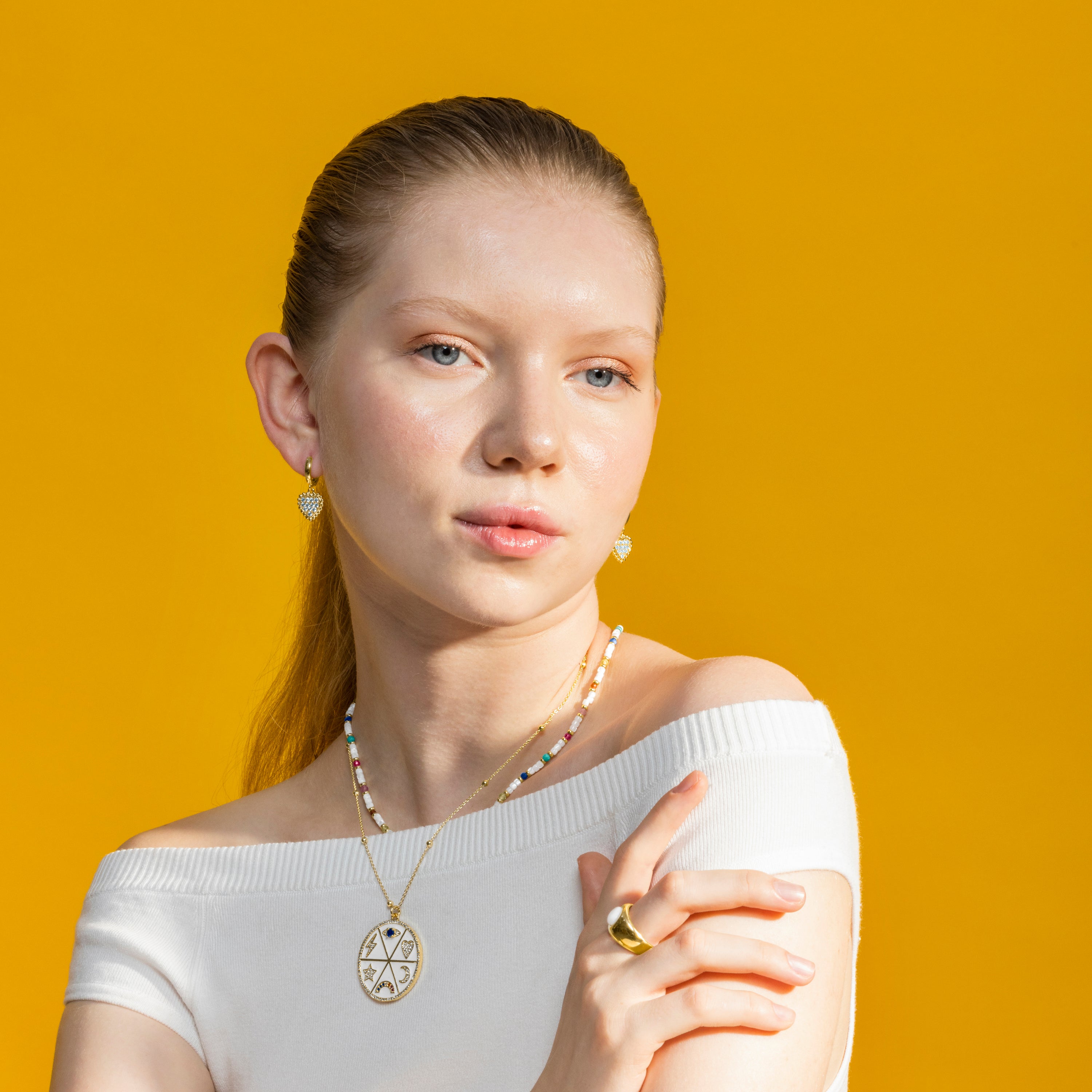 Halskette mit mehrfarbigem Zirkonia, 18k Gold-Finish - Thiem