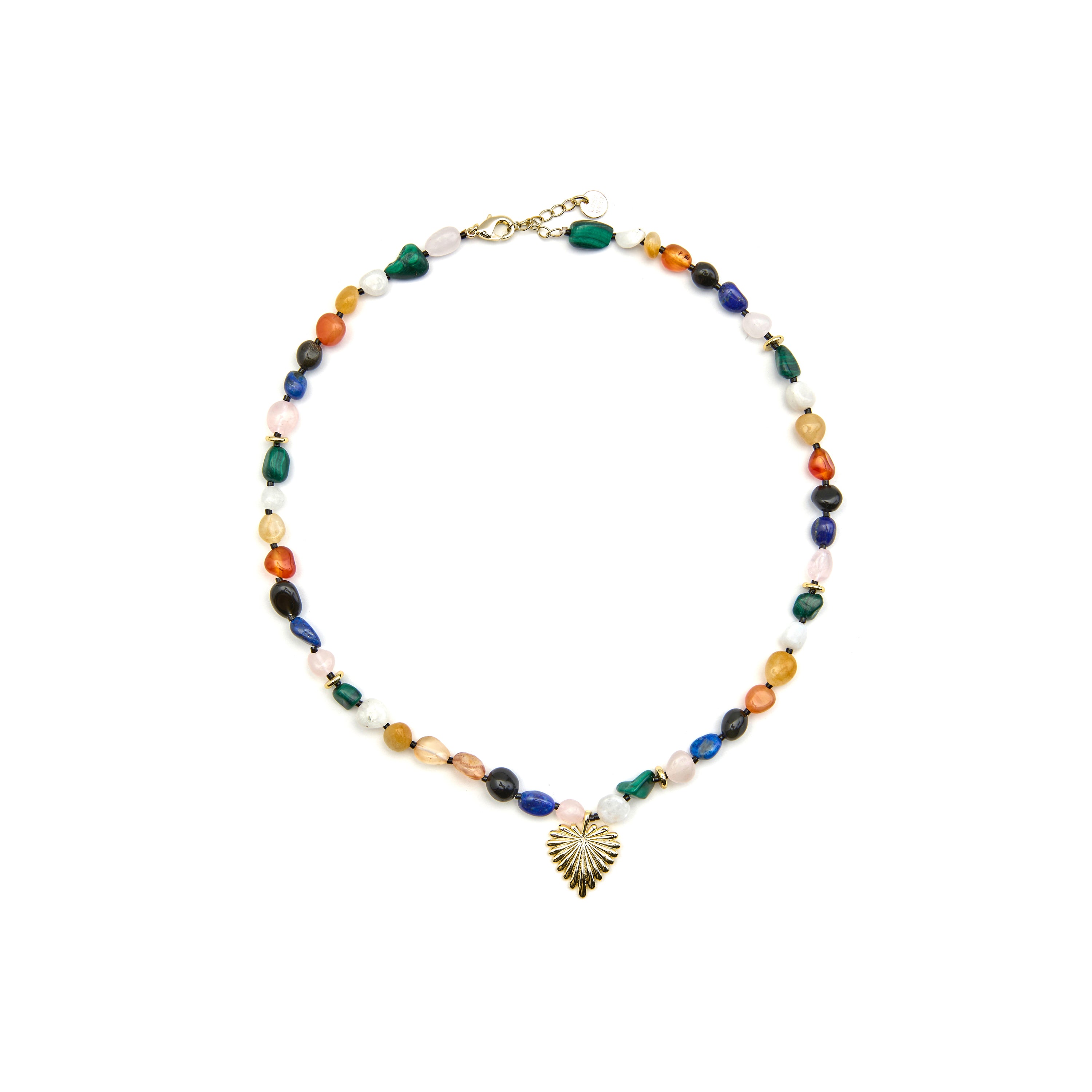 Halskette mit mehrfarbigen Natursteinen, 18k Gold-Finish - Ilisen