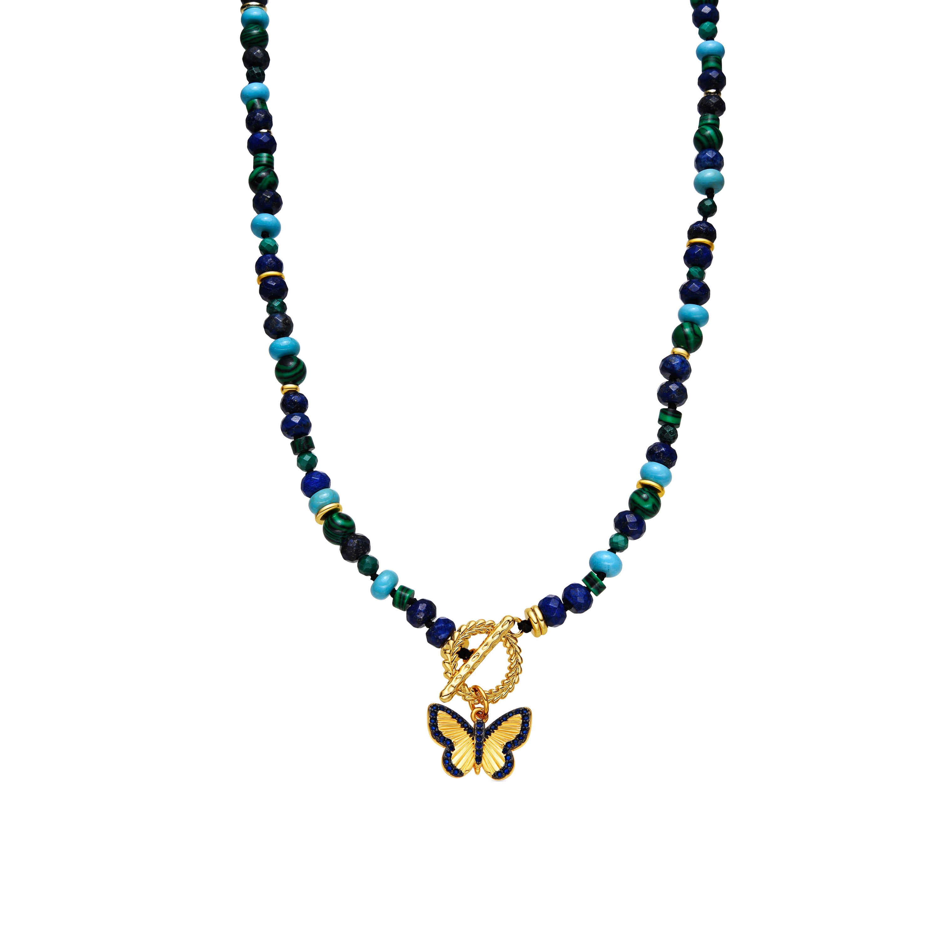 Collar with Natural Lapis Lazuli finished in 18k gold - Arru