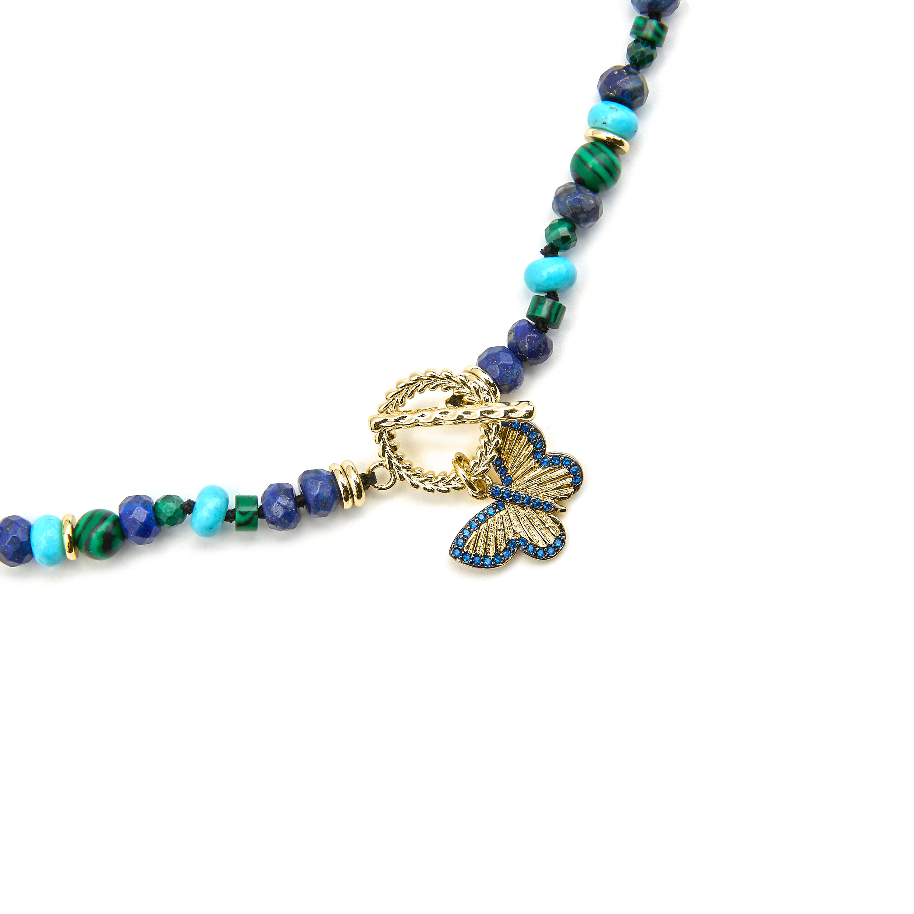 Collar with Natural Lapis Lazuli finished in 18k gold - Arru