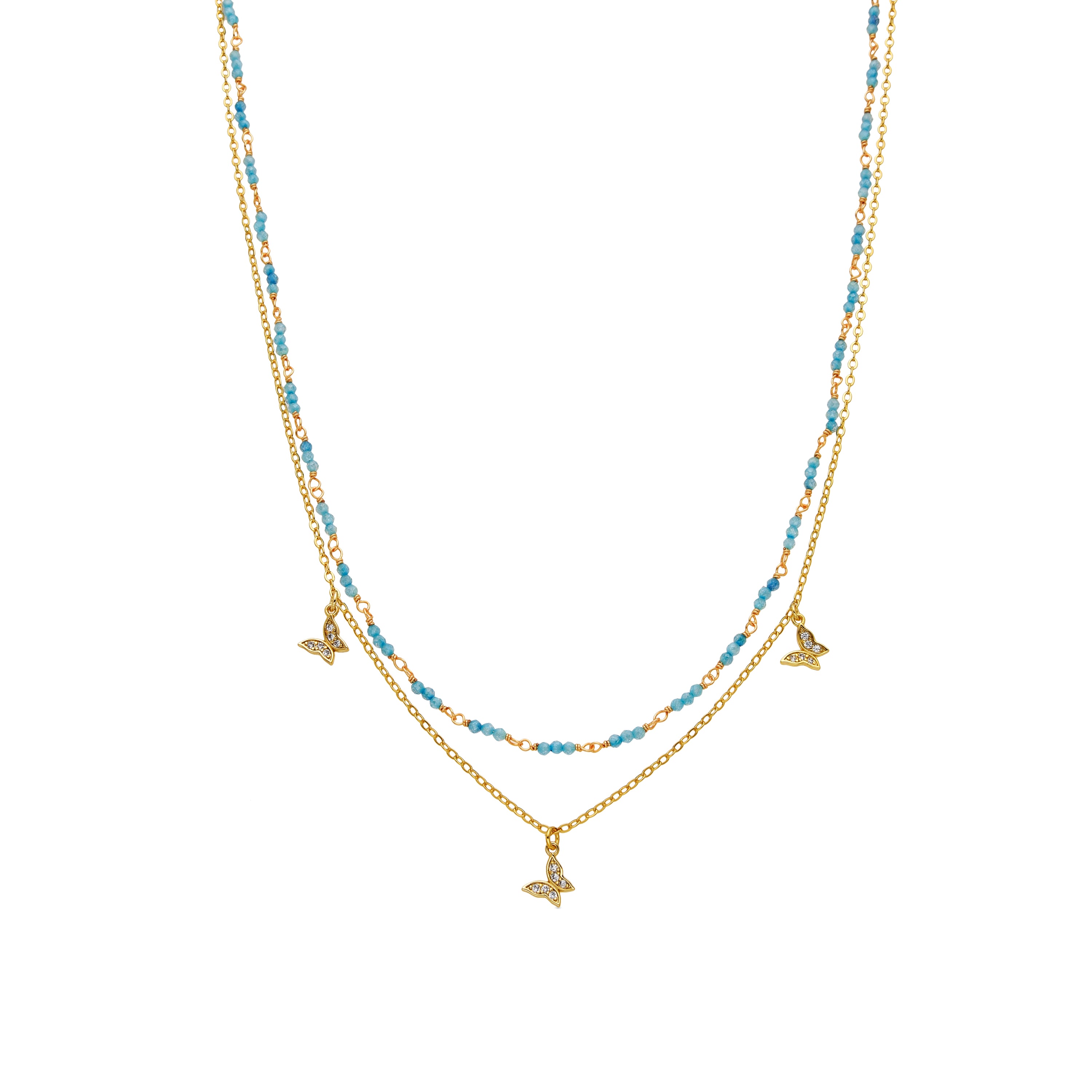 Collar con Cristal Azul acabado oro 18k - Zinli