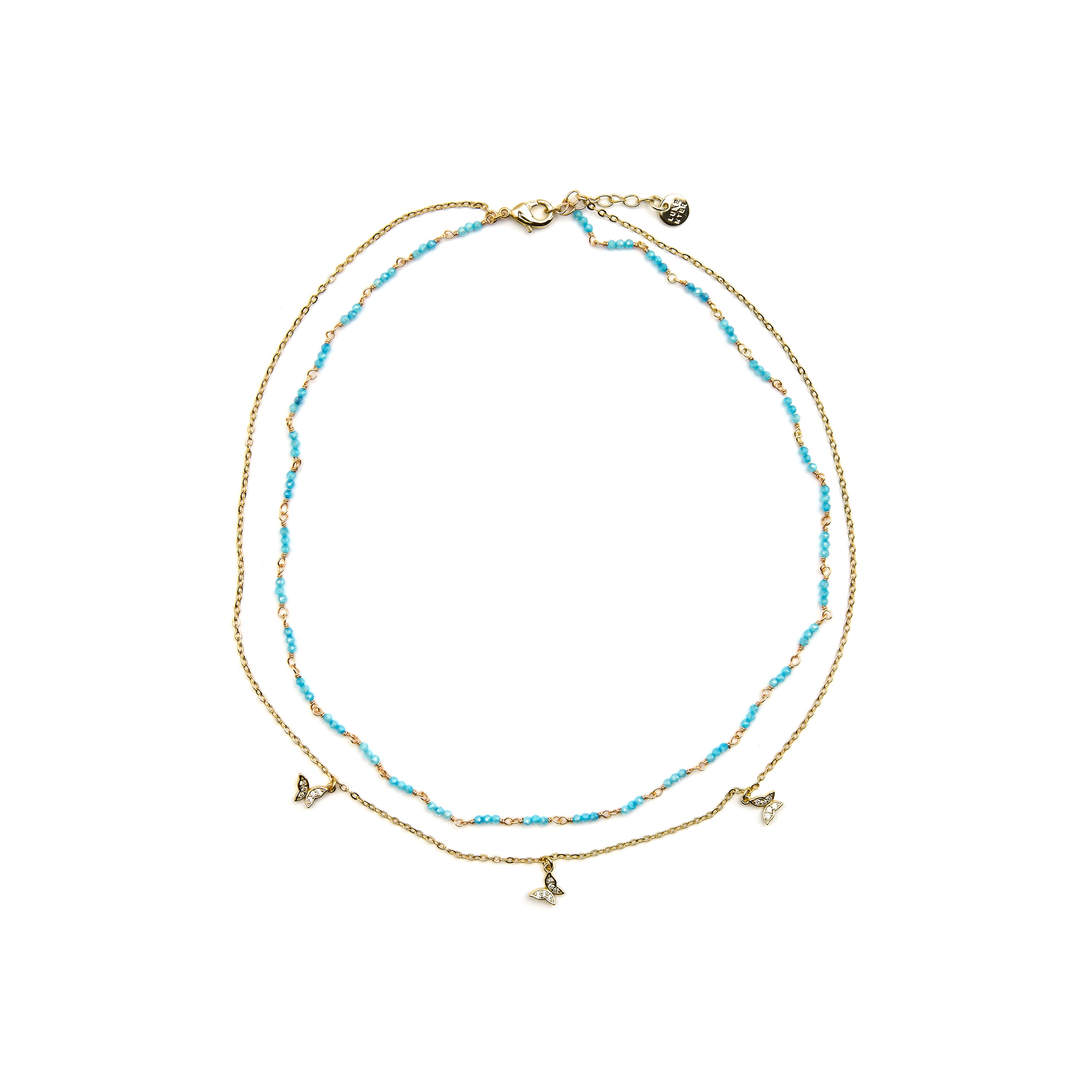 Collar con Cristal Azul acabado oro 18k - Zinli