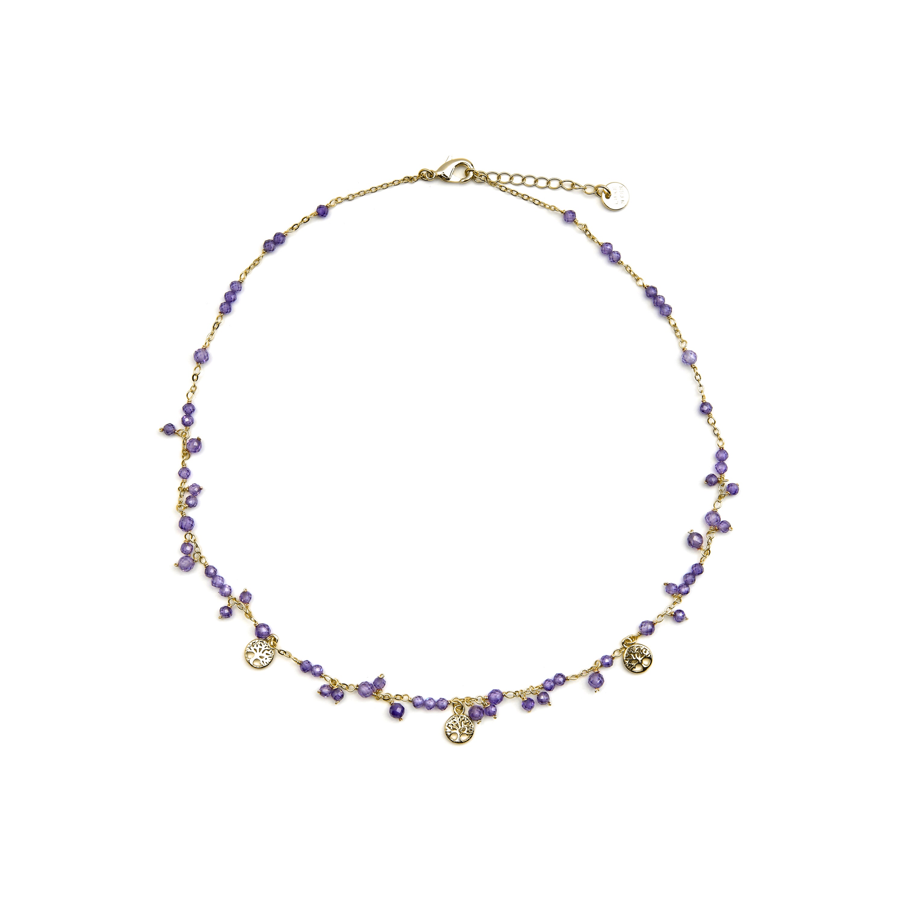 Collana con Cristallo Viola finitura oro 18k - Totez