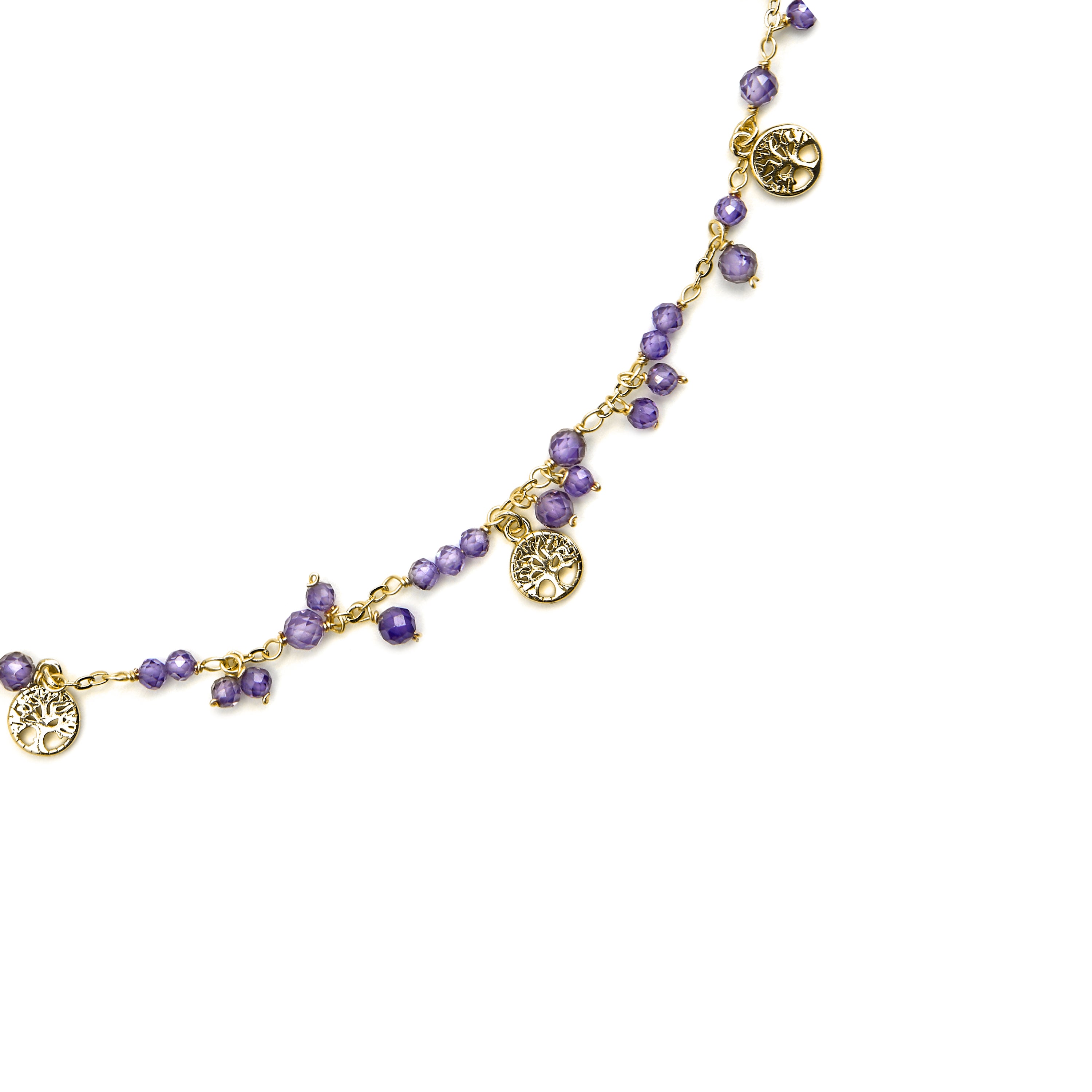 Collana con Cristallo Viola finitura oro 18k - Totez