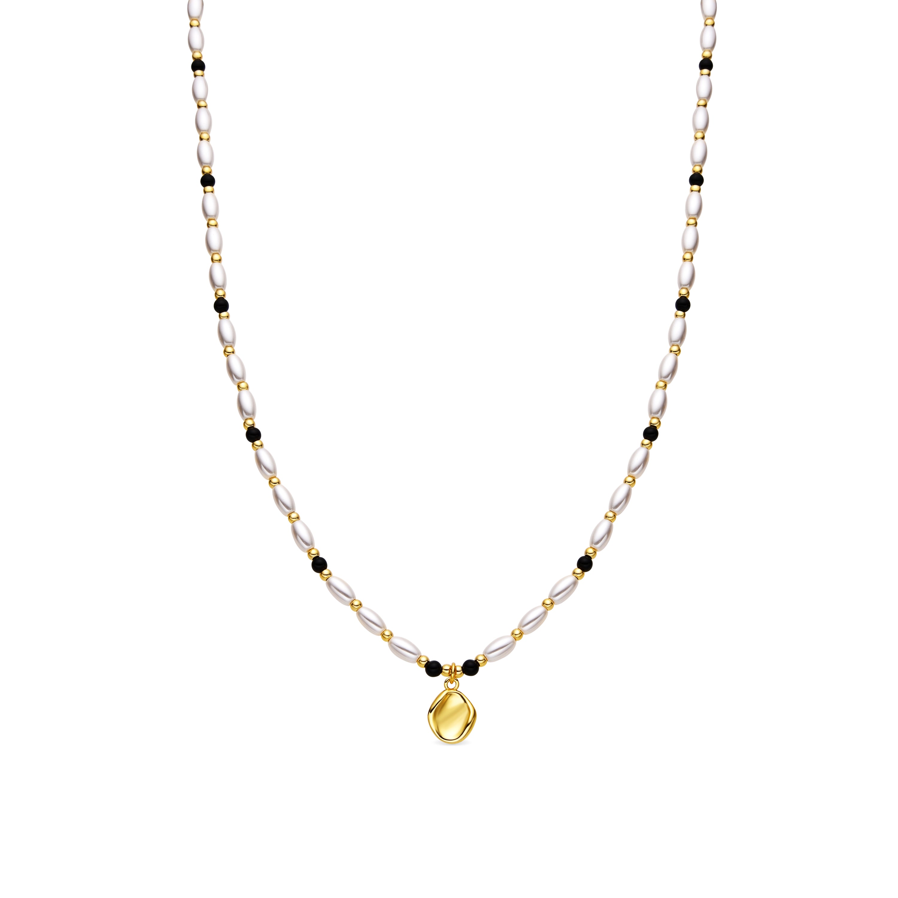 Collier avec Perle Blanche finition or 18k - Zizi