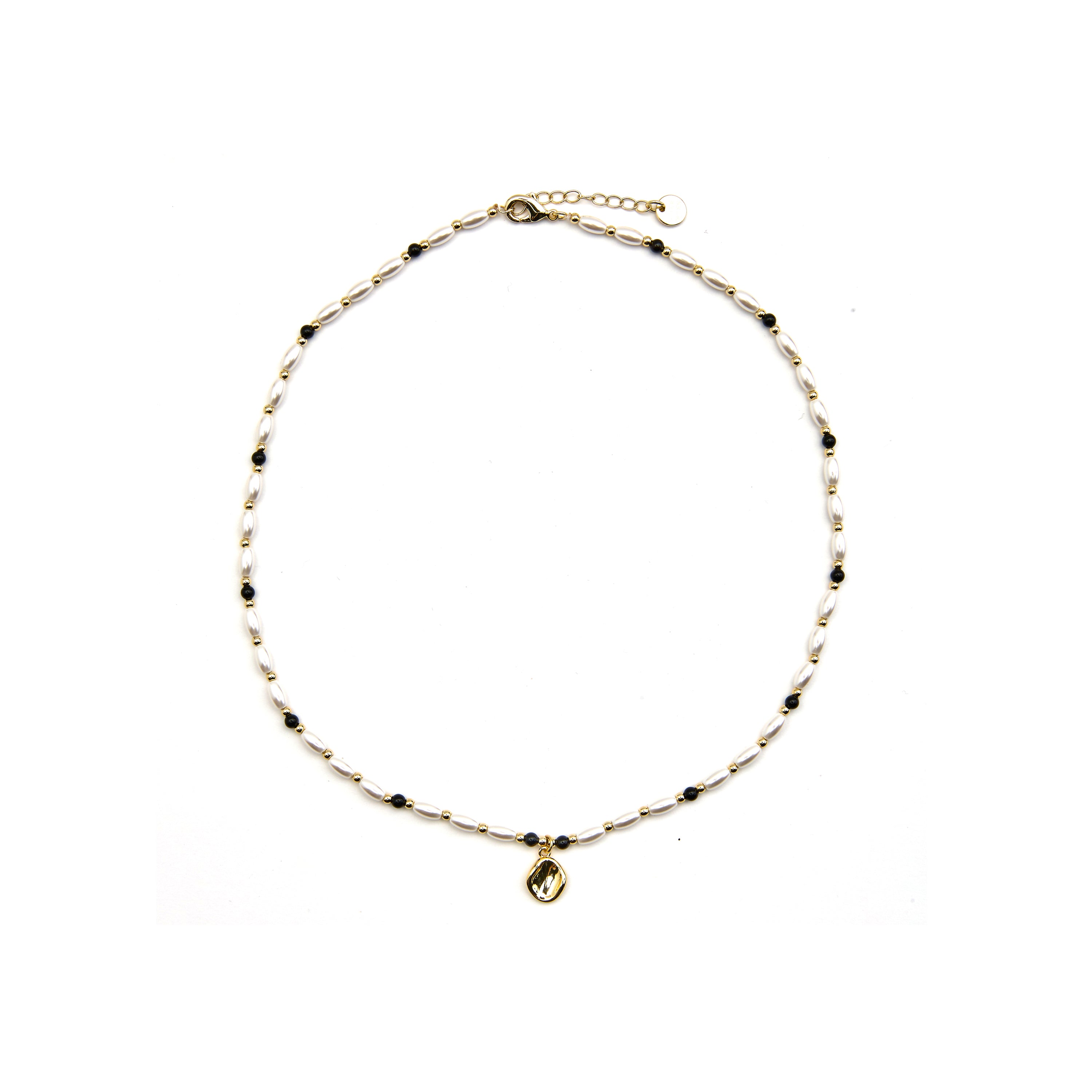 Collier avec Perle Blanche finition or 18k - Zizi