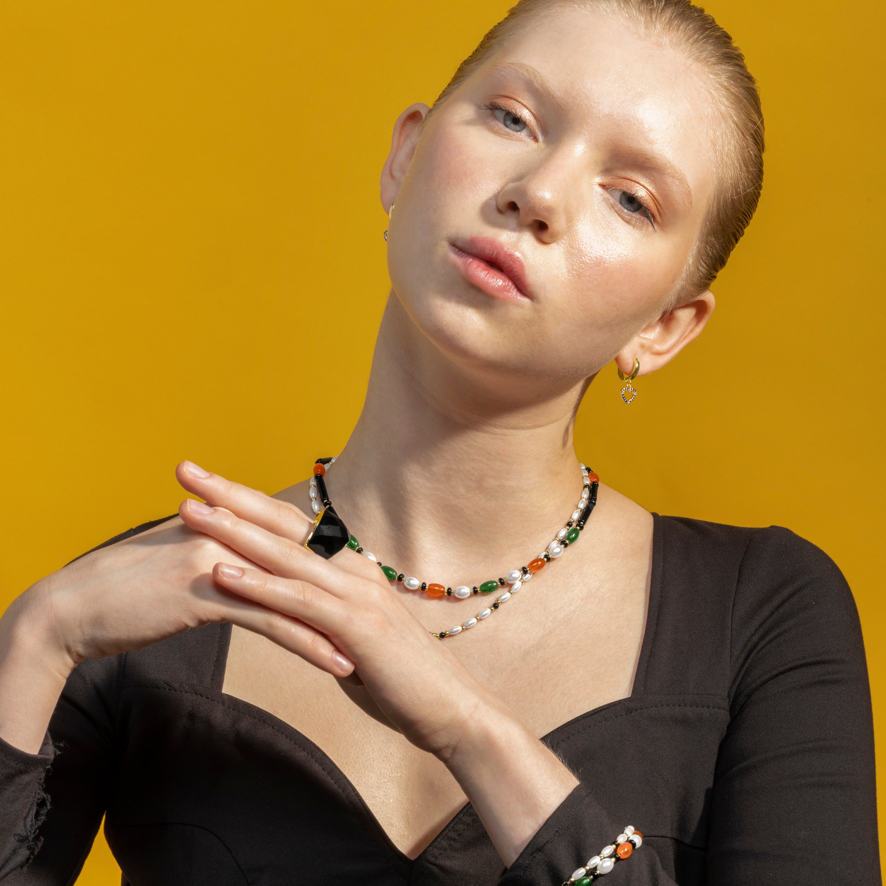 Collier avec Perle Blanche finition or 18k - Zizi
