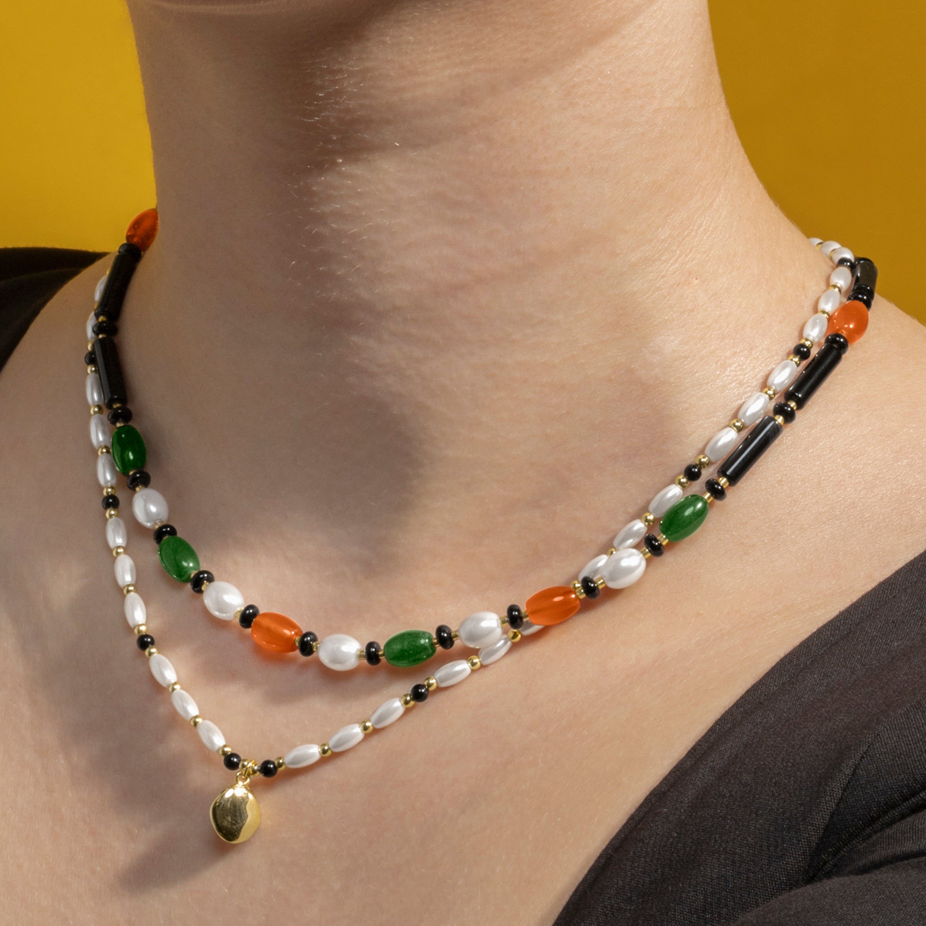Collier avec Perle Blanche finition or 18k - Zizi