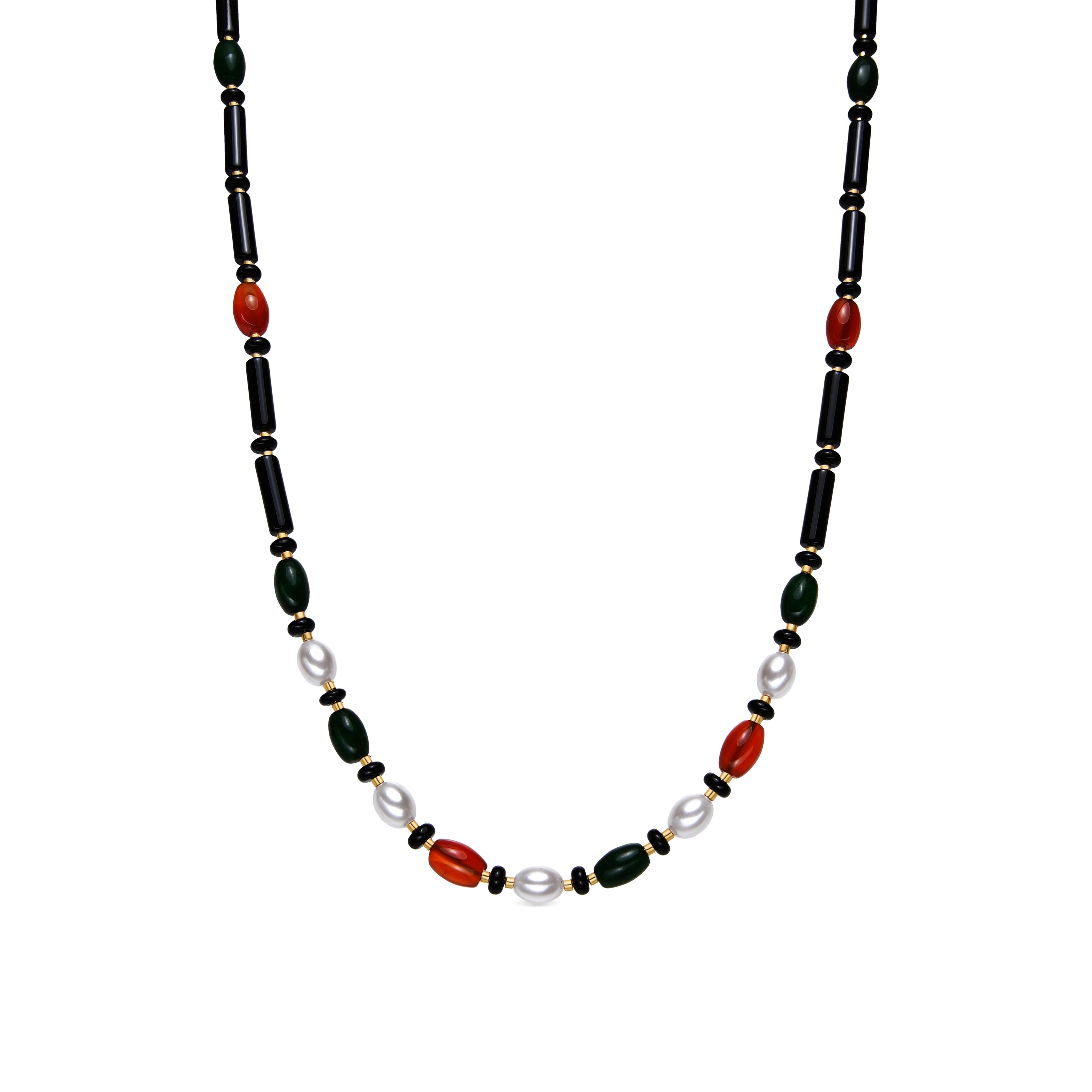 Colar com Ônix acabamento em ouro 18k - Coepil