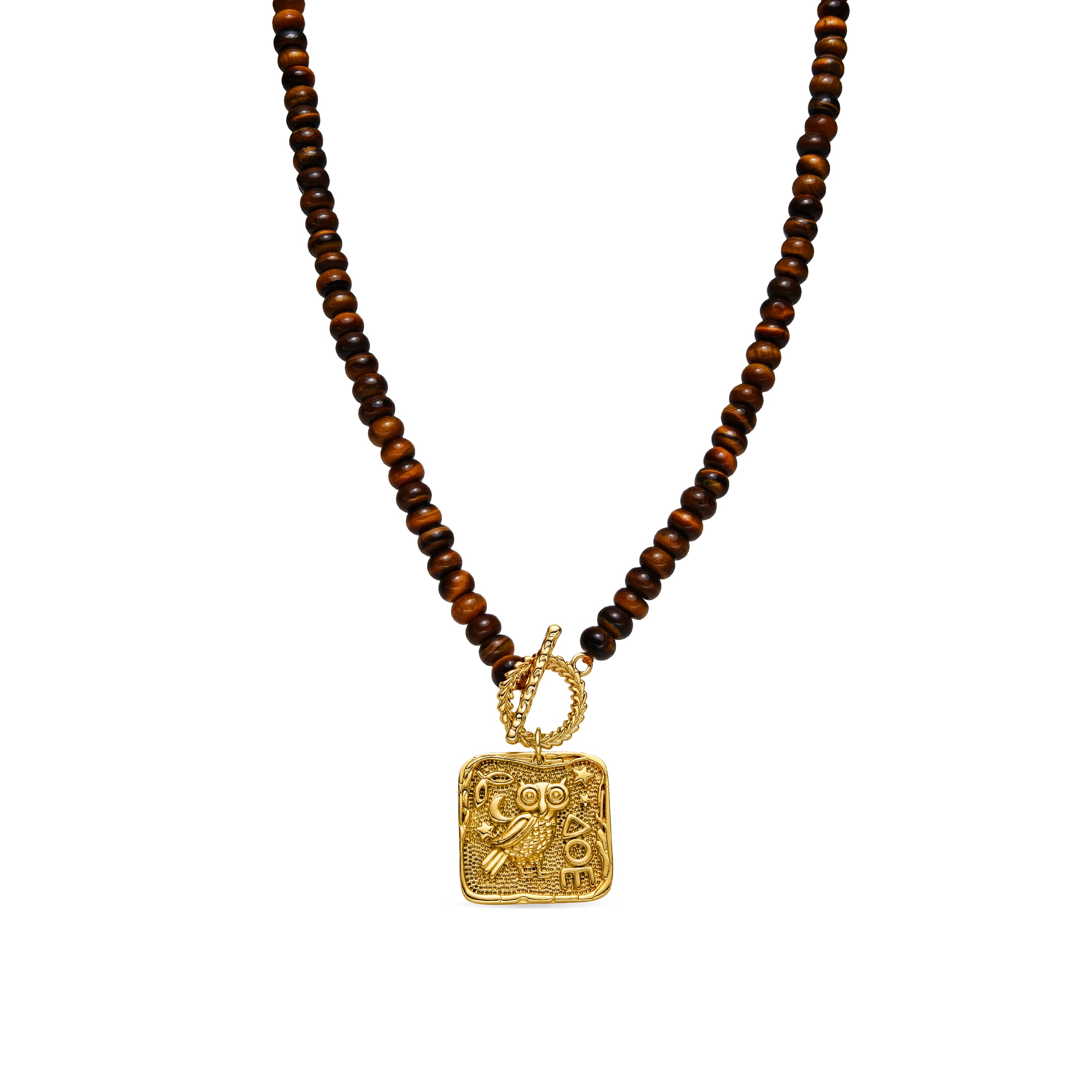 Halskette mit Tigerauge, 18k Gold-Finish - Lessy