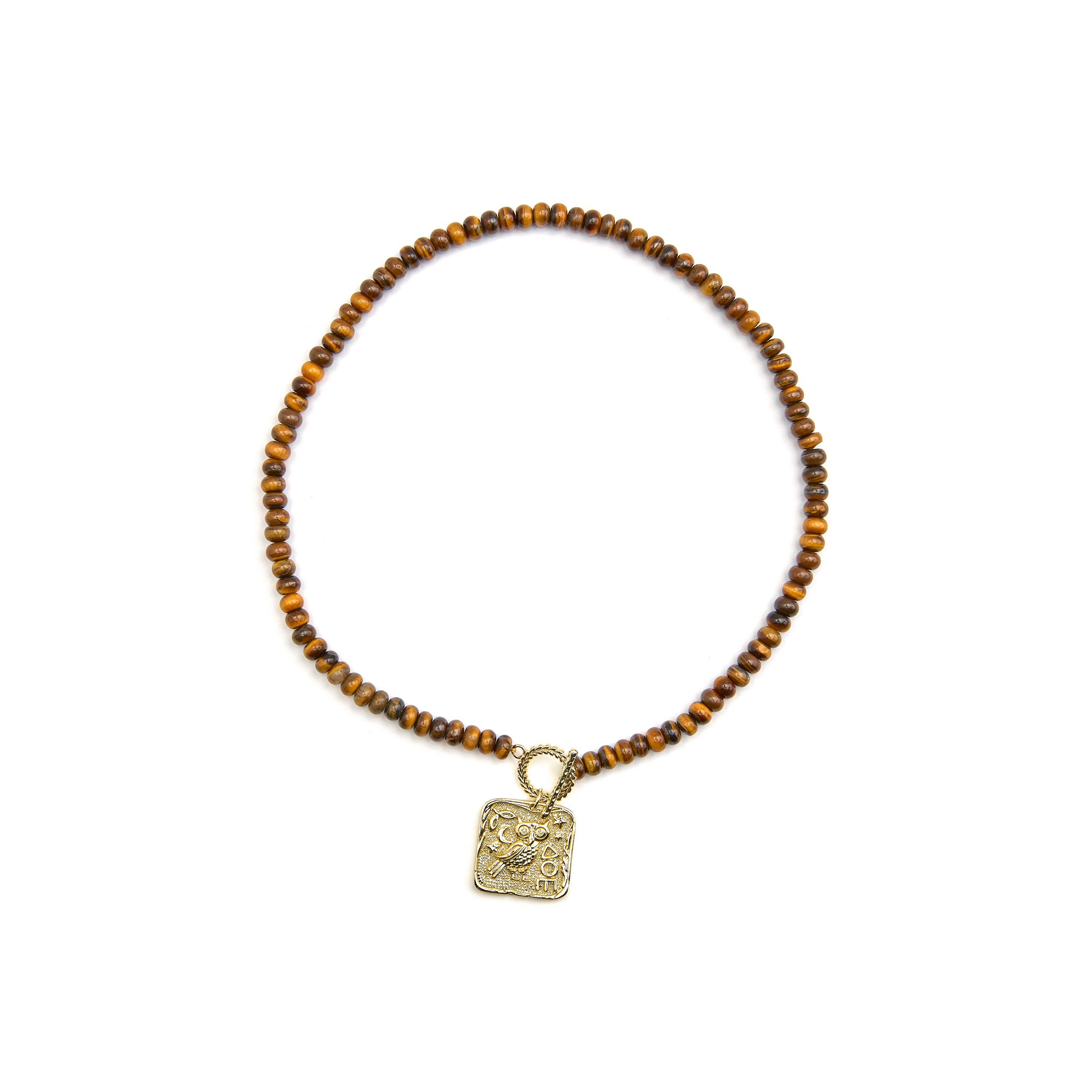Colar com Olho de Tigre acabamento em ouro 18k - Lessy