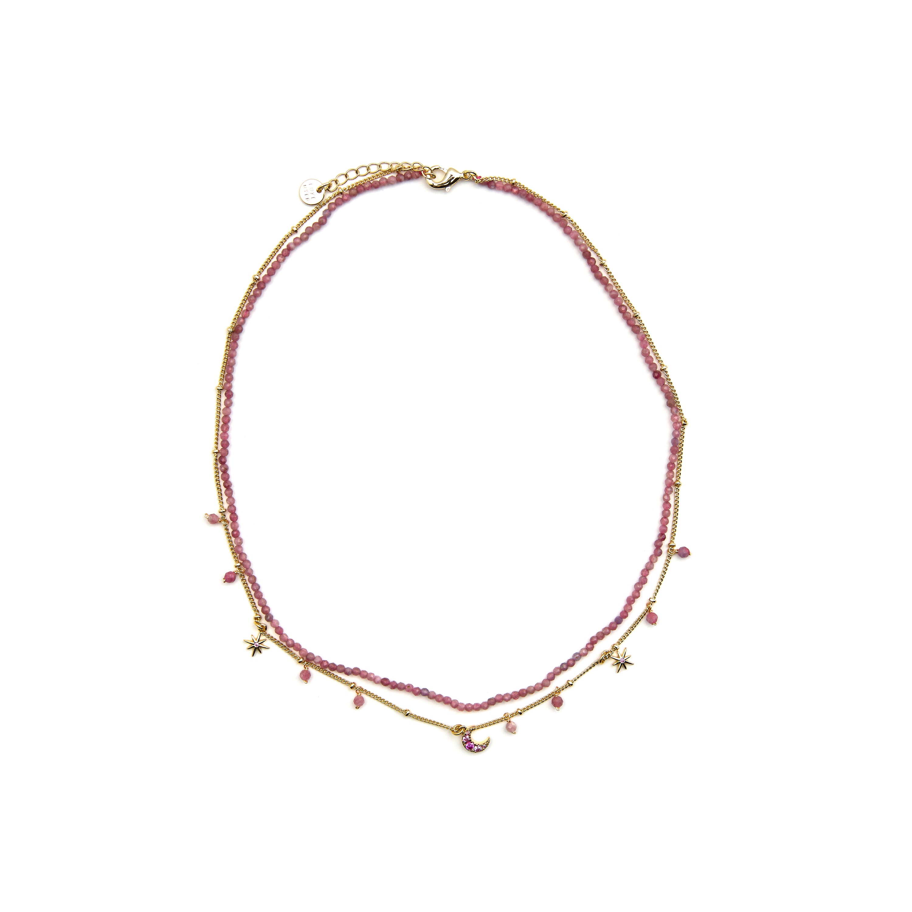Collier avec Cristal Rose finition or 18k - Ethal