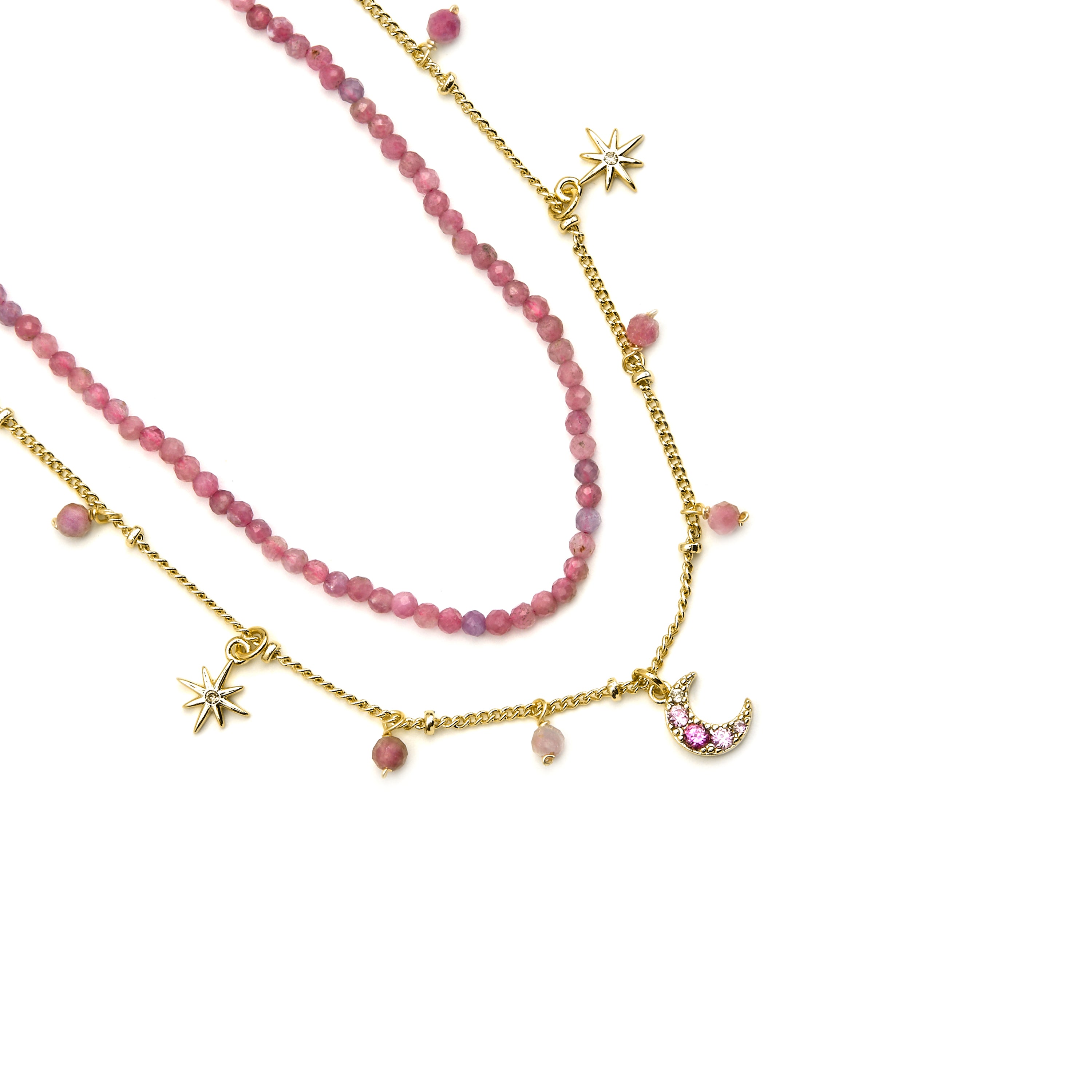 Collier avec Cristal Rose finition or 18k - Ethal