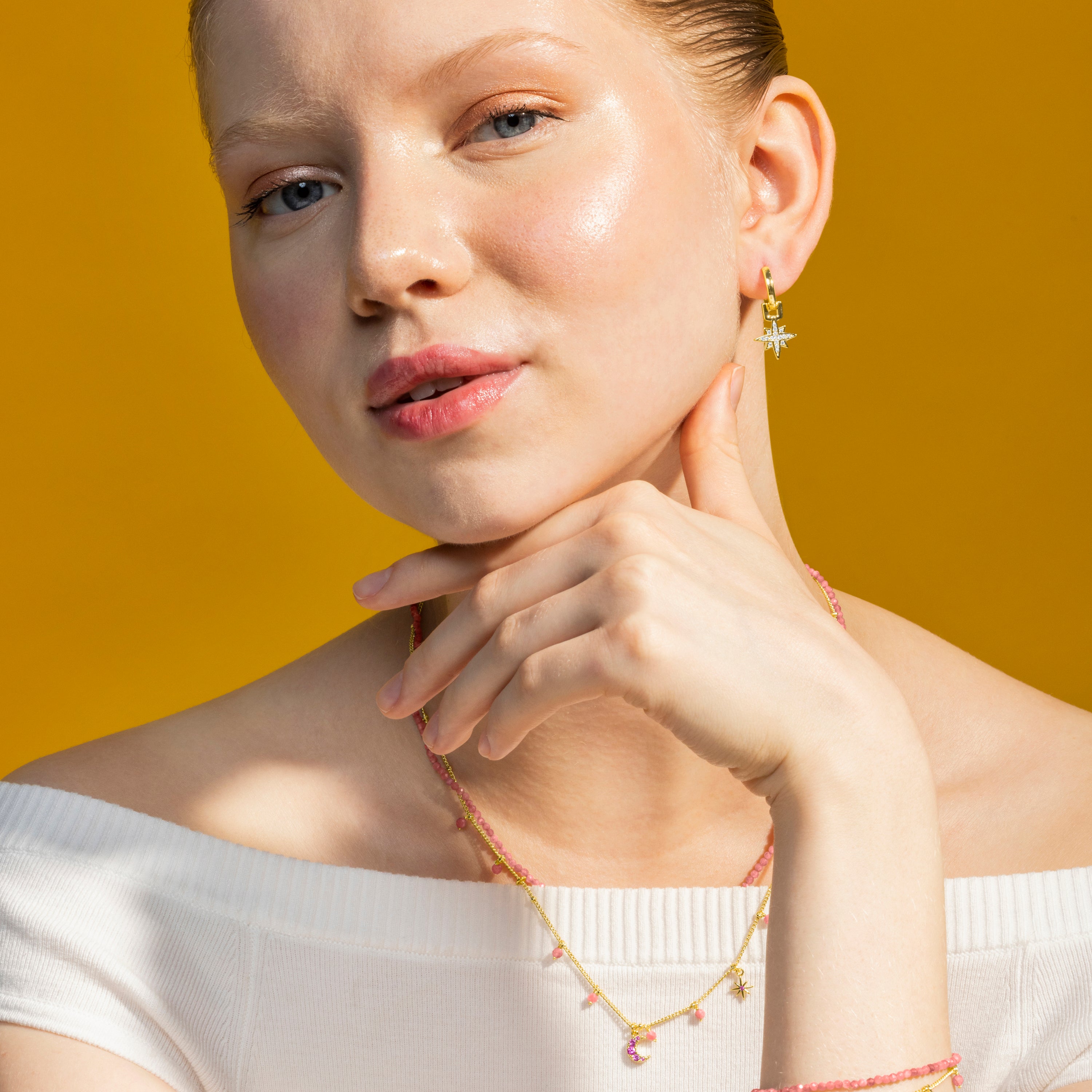 Collier avec Cristal Rose finition or 18k - Ethal