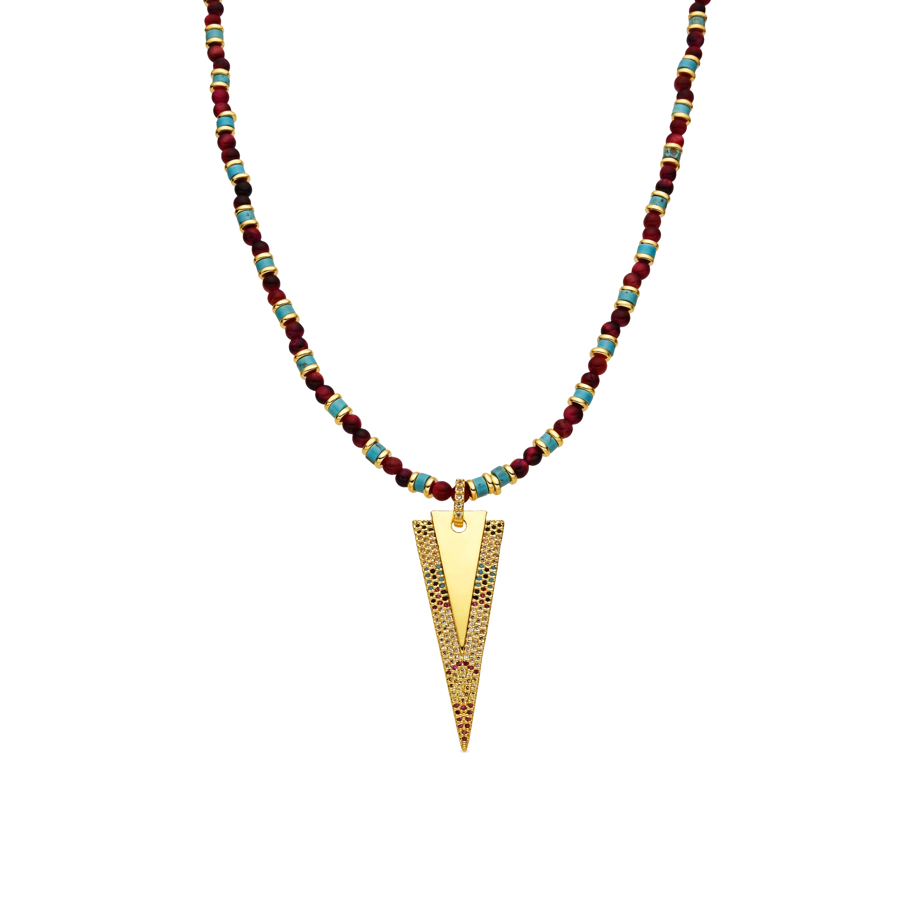 Multicolor Zirconia Necklace with 18k Gold Finish - Colix