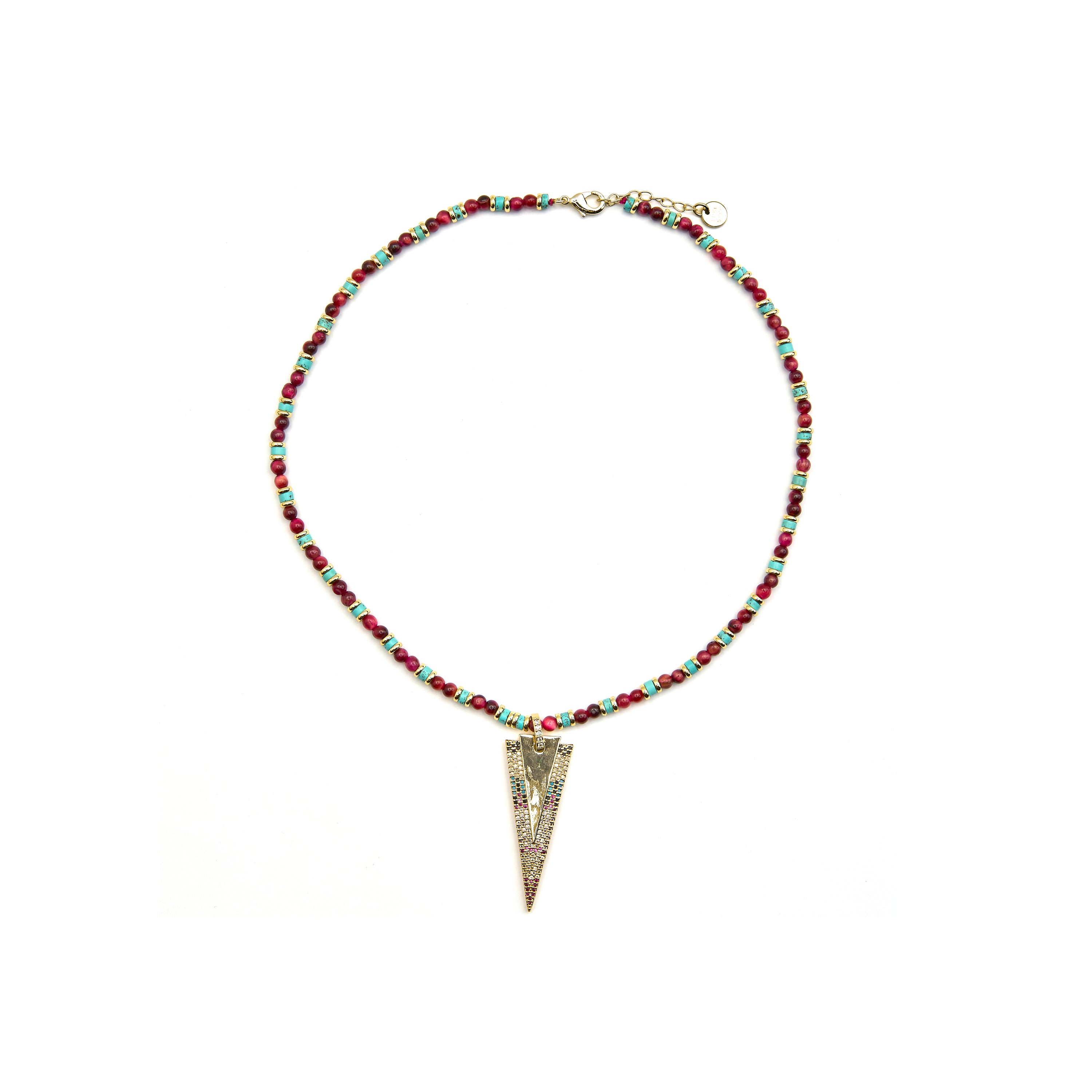 Multicolor Zirconia Necklace with 18k Gold Finish - Colix
