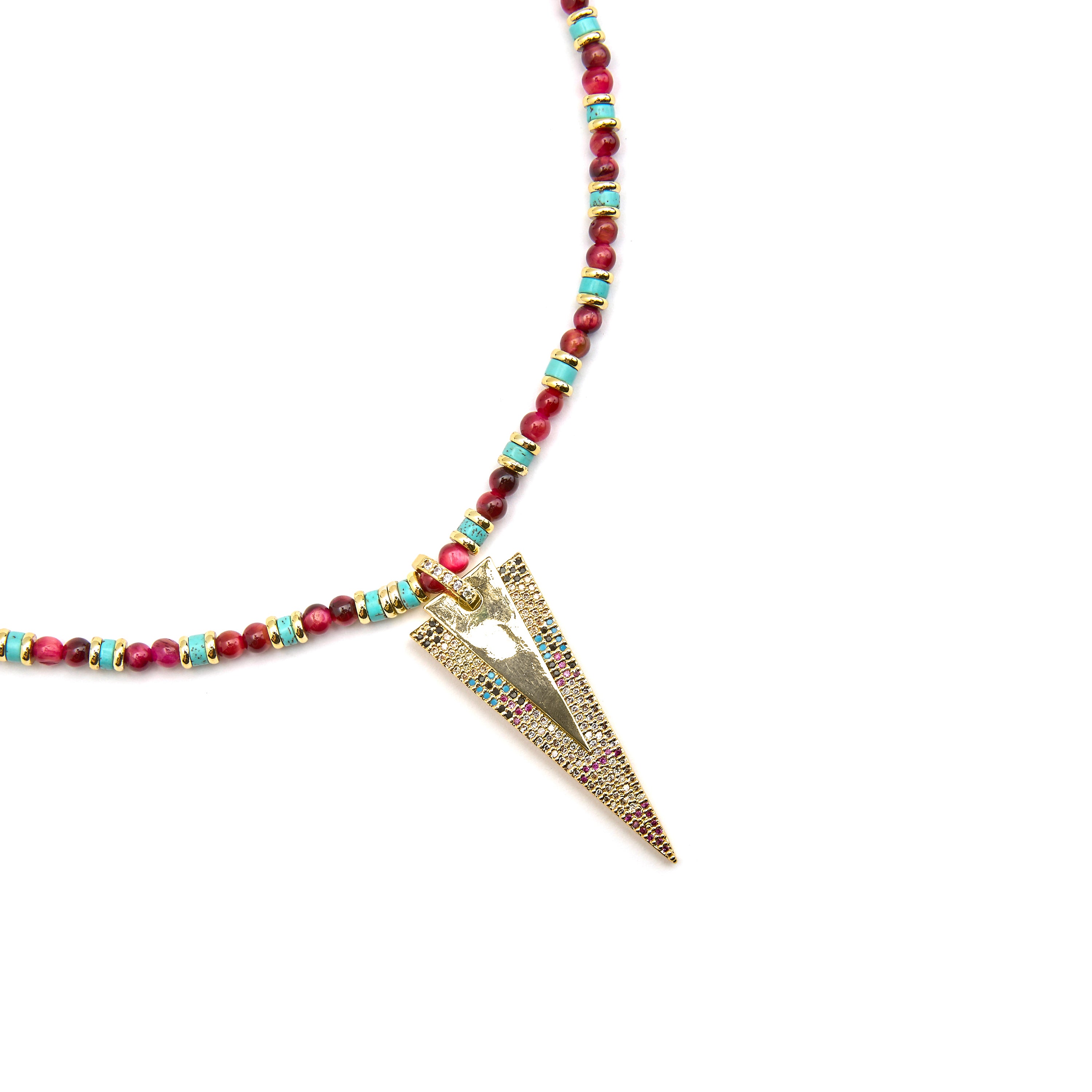 Multicolor Zirconia Necklace with 18k Gold Finish - Colix