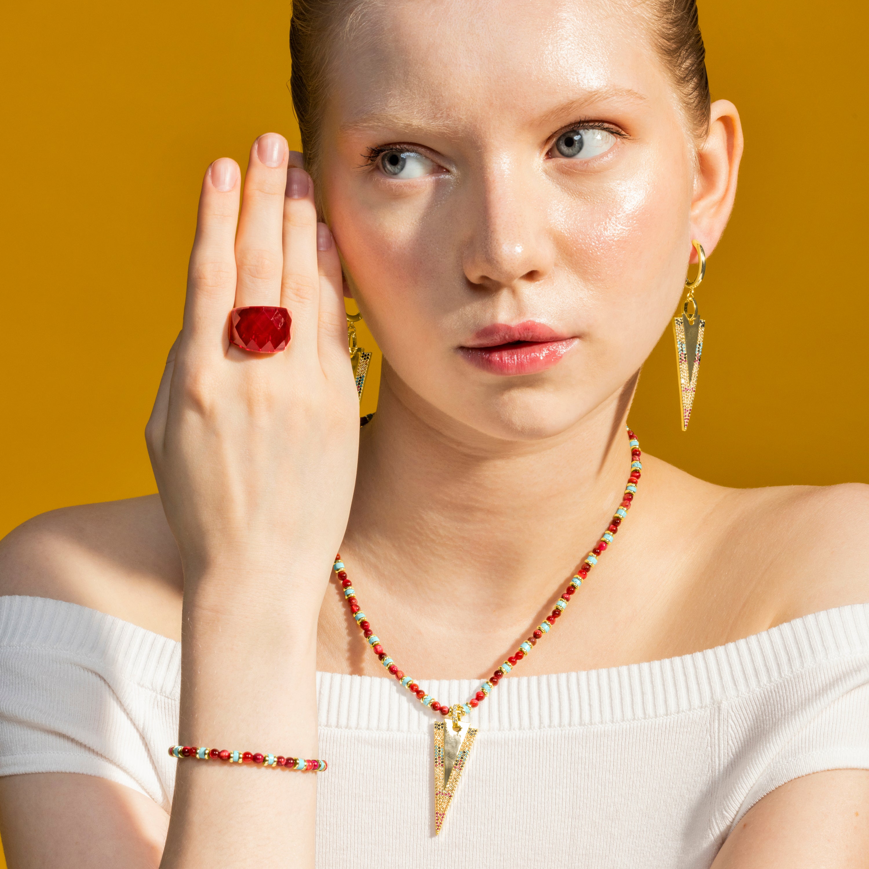 Multicolor Zirconia Necklace with 18k Gold Finish - Colix