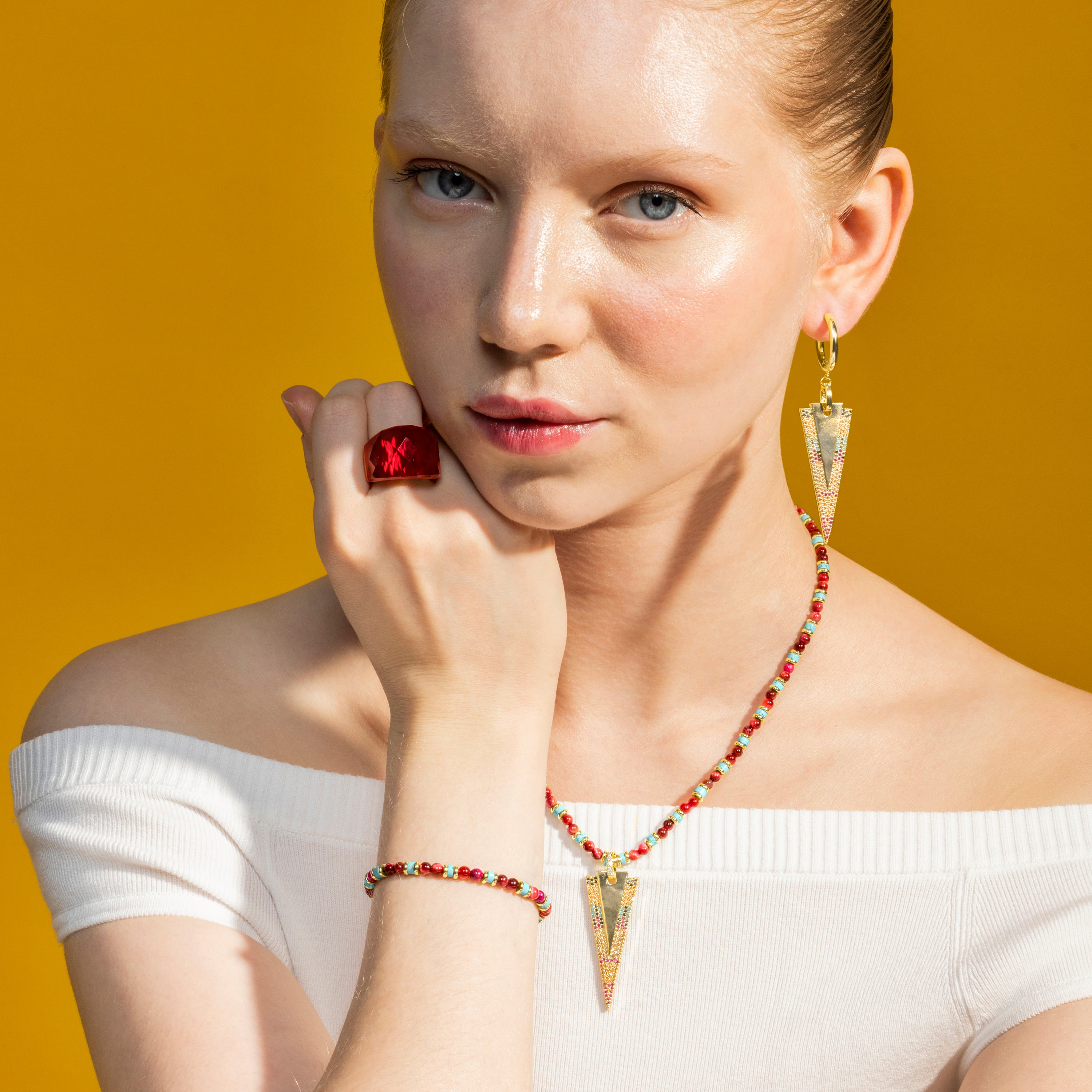 Multicolor Zirconia Necklace with 18k Gold Finish - Colix