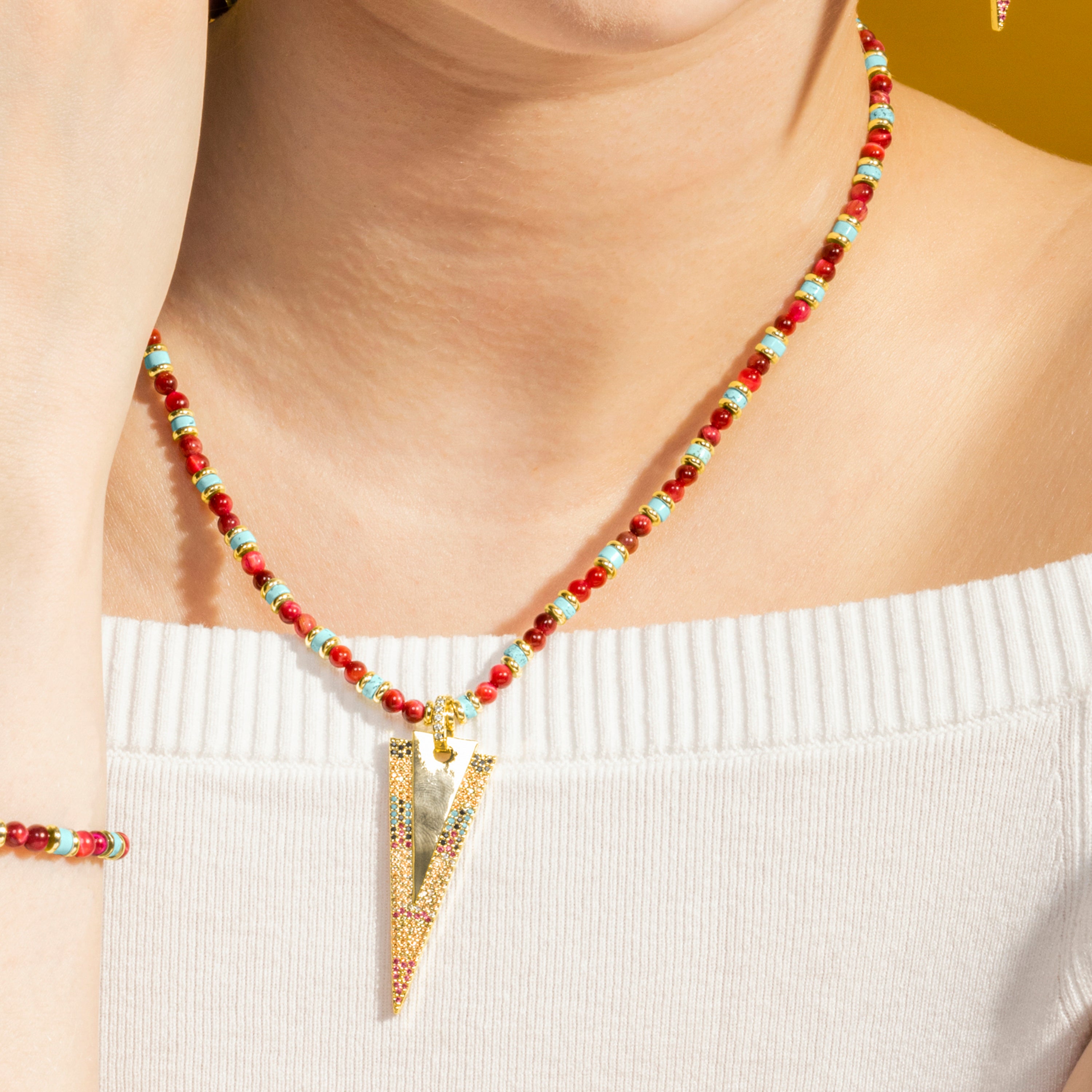 Multicolor Zirconia Necklace with 18k Gold Finish - Colix
