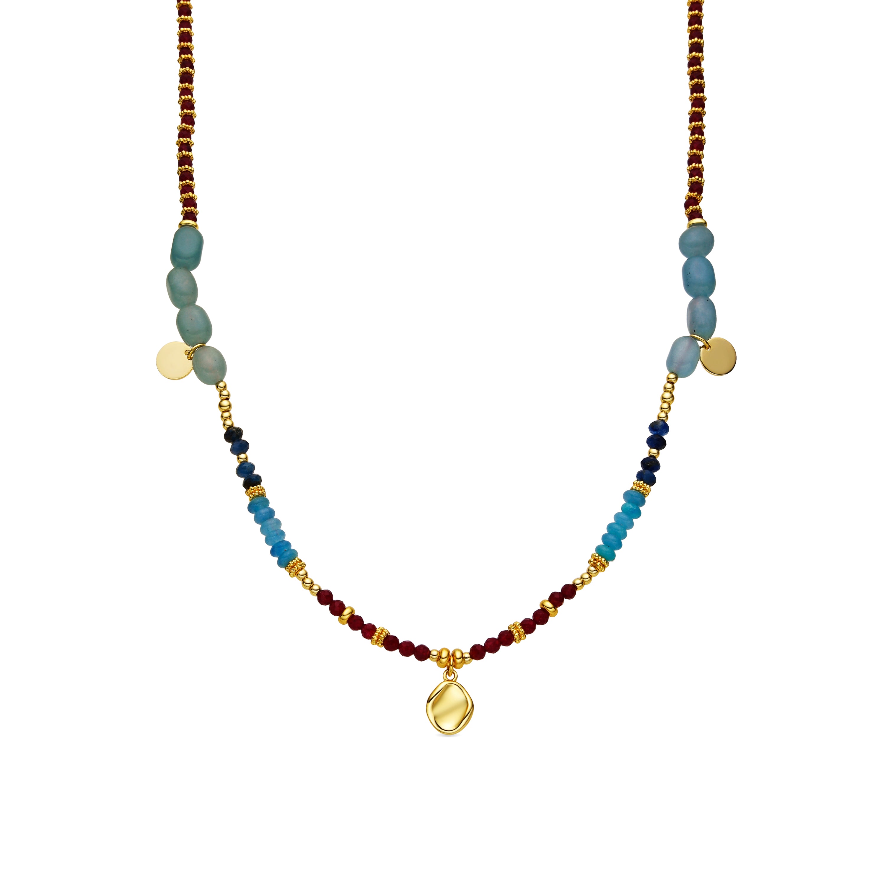 Halskette mit mehrfarbigem Kristall, 18k Goldfinish - Ney