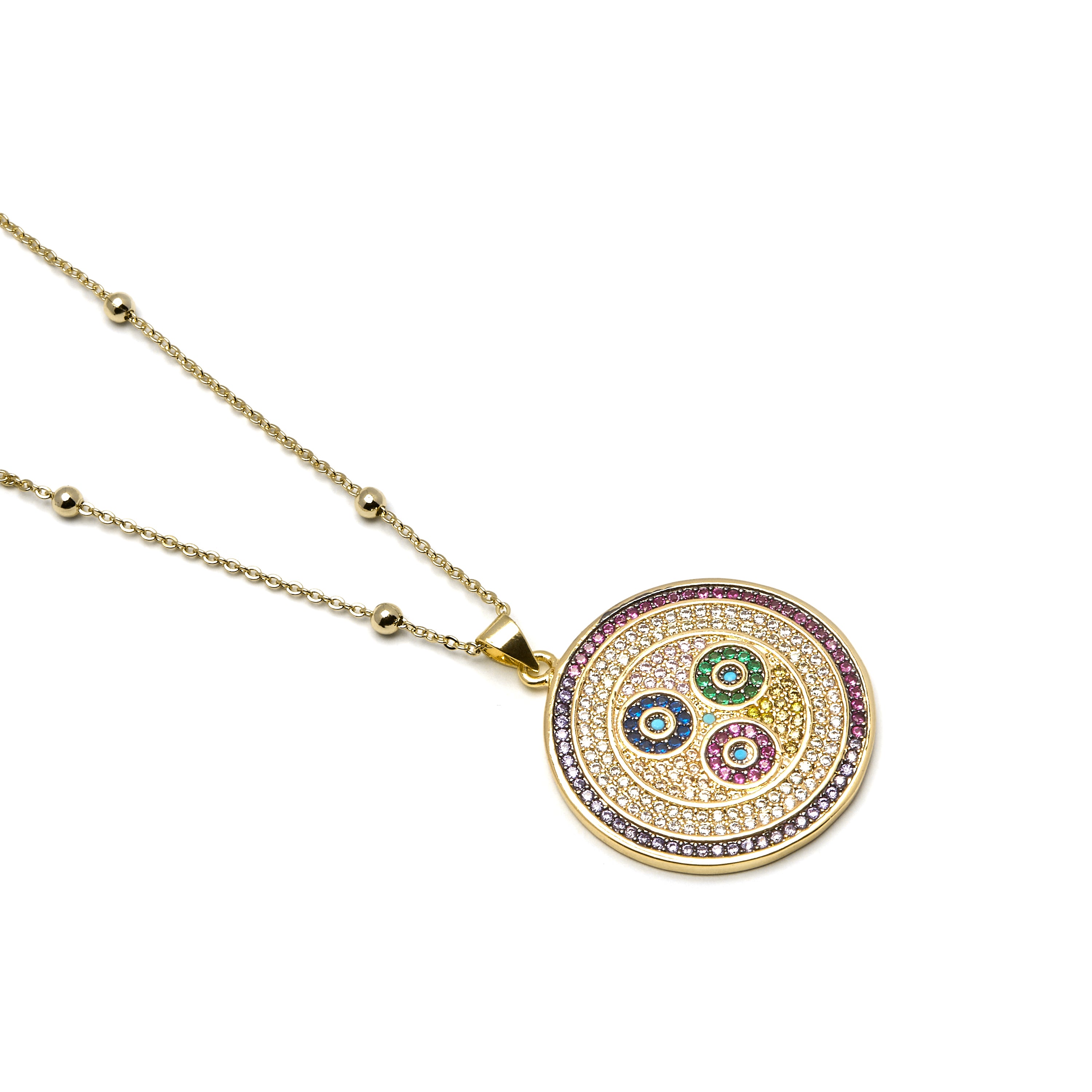 Collier avec Zircon multicolore finition or 18k - Purma