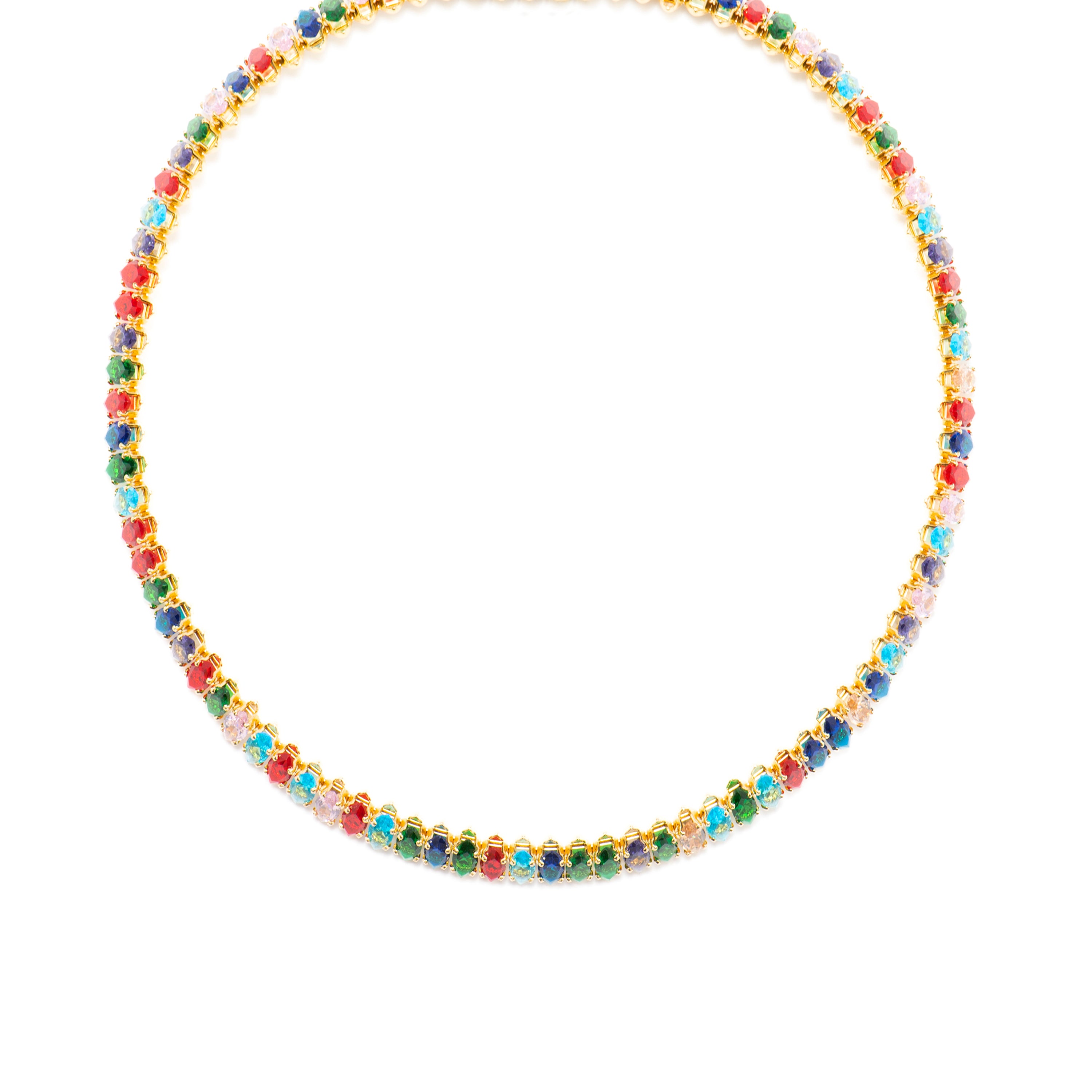 Halskette mit mehrfarbigem Kristall, 18k Goldfinish - Nex