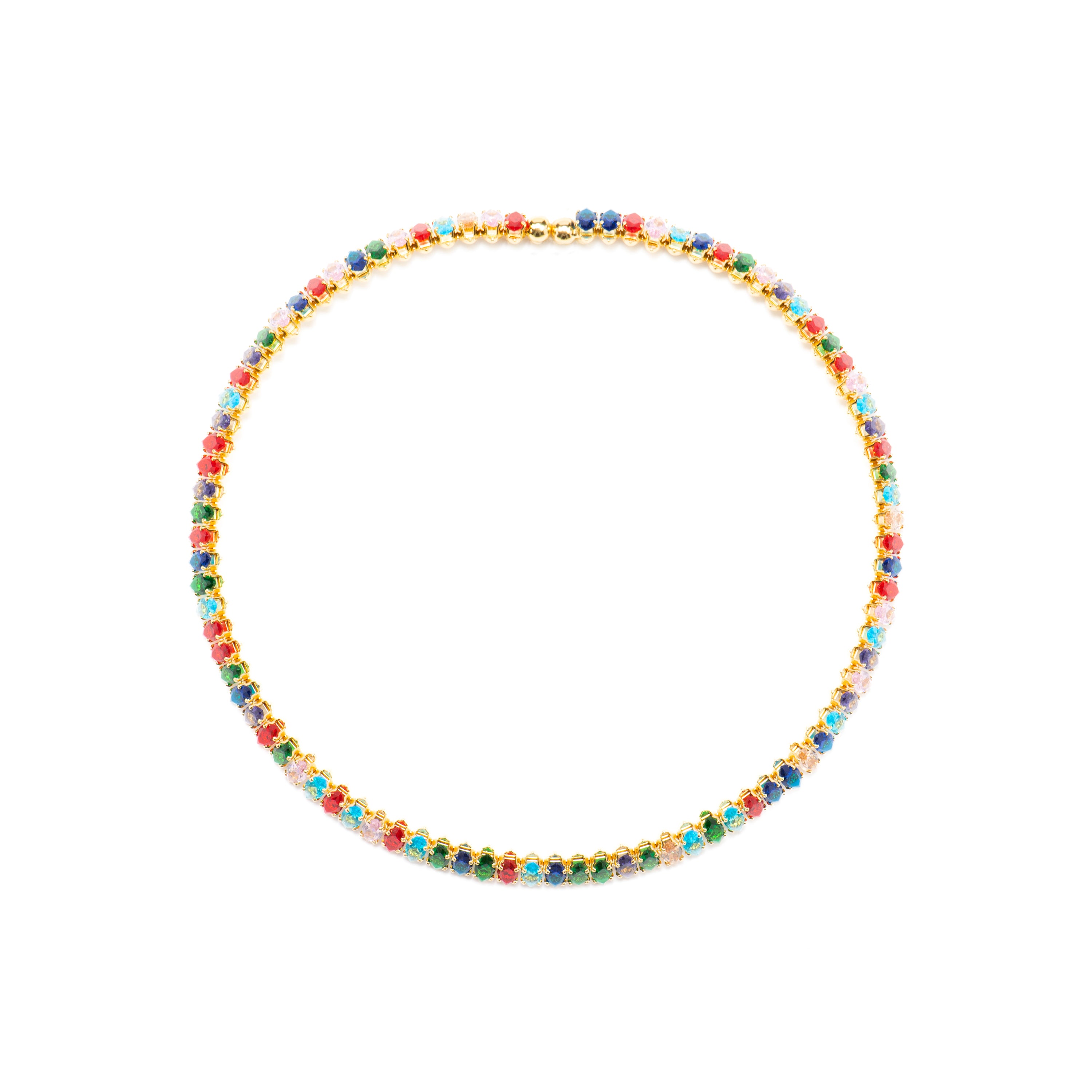 Halskette mit mehrfarbigem Kristall, 18k Goldfinish - Nex