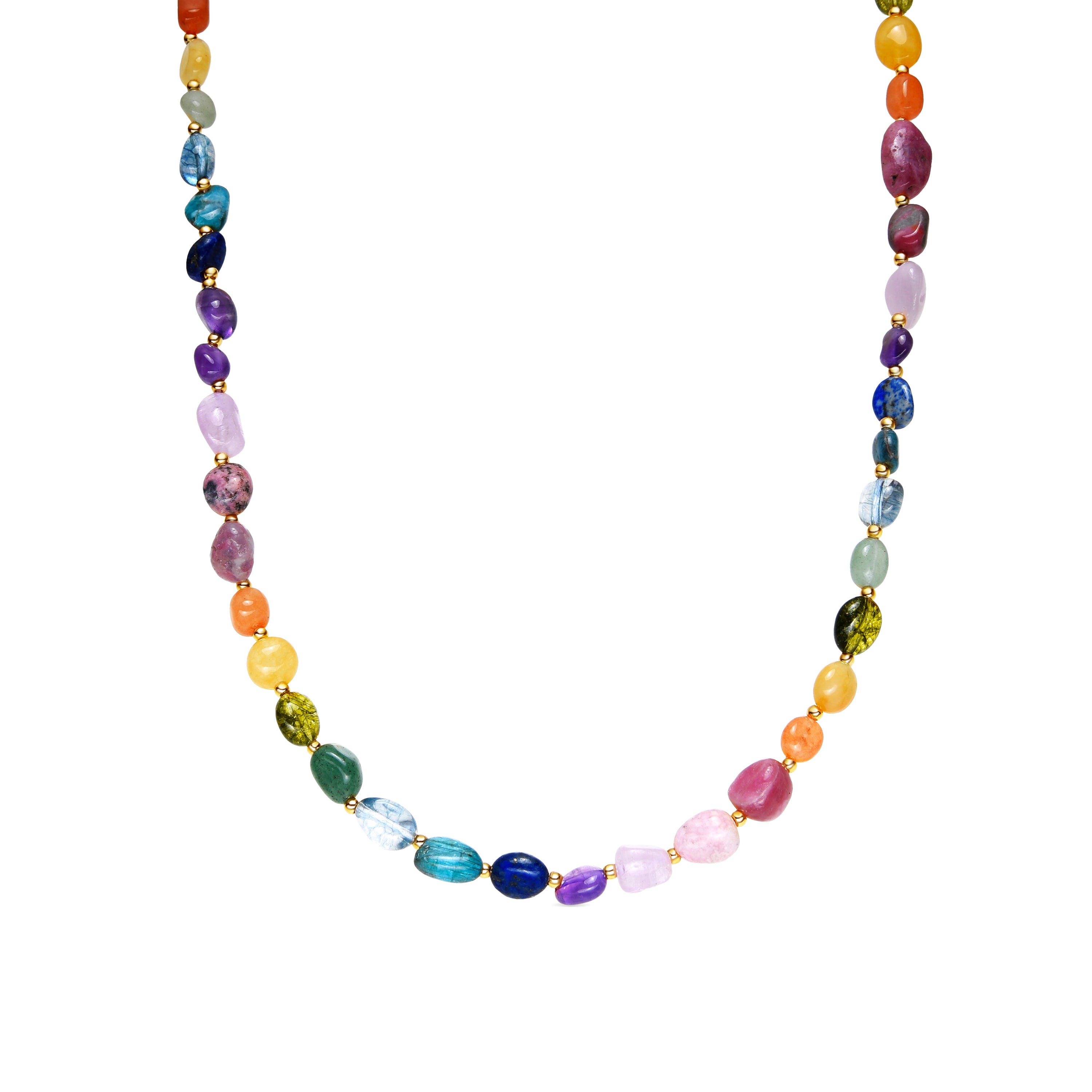 18k Yellow Gold Finished Necklace with Multicolor Natural Stone - Umavi