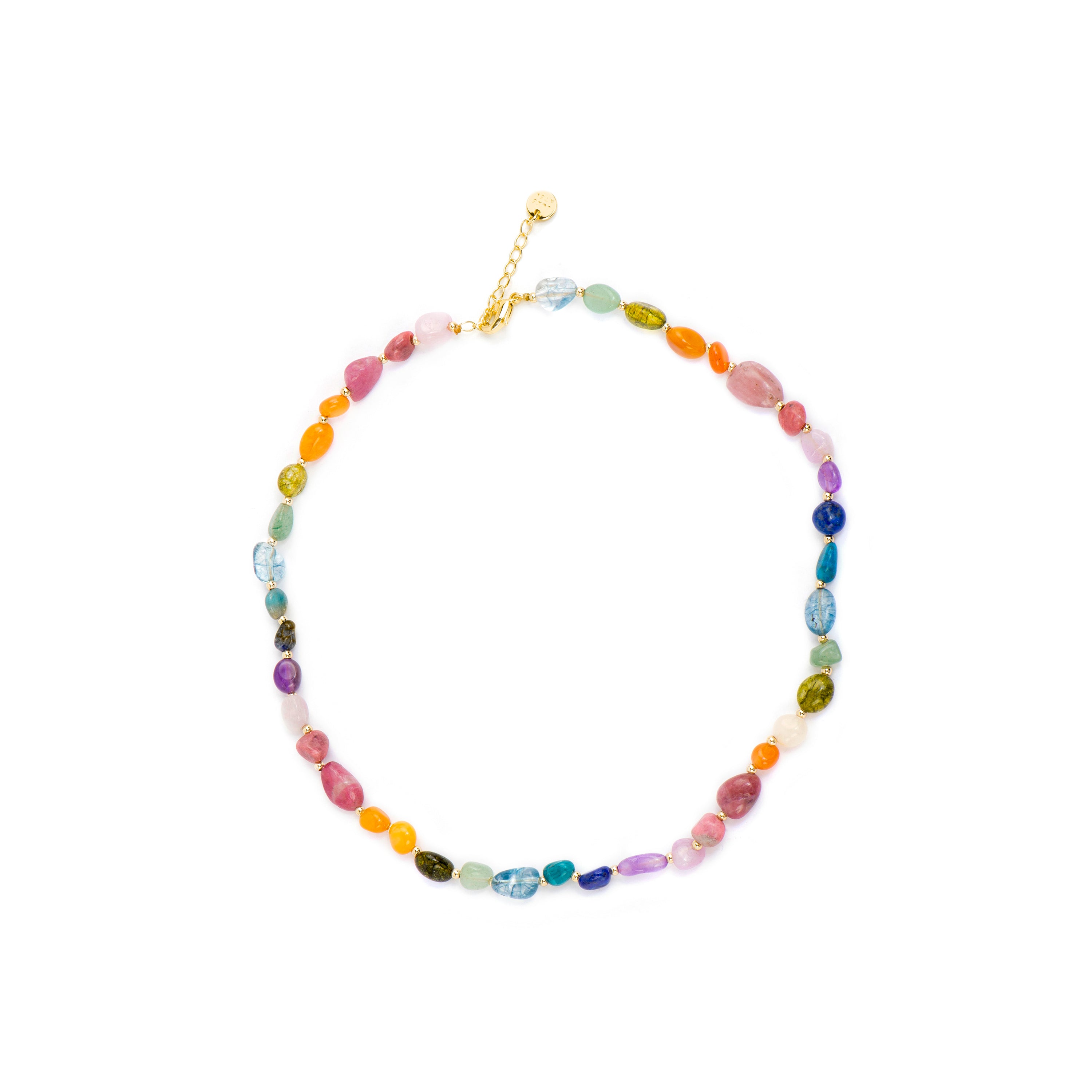 18k Yellow Gold Finished Necklace with Multicolor Natural Stone - Umavi