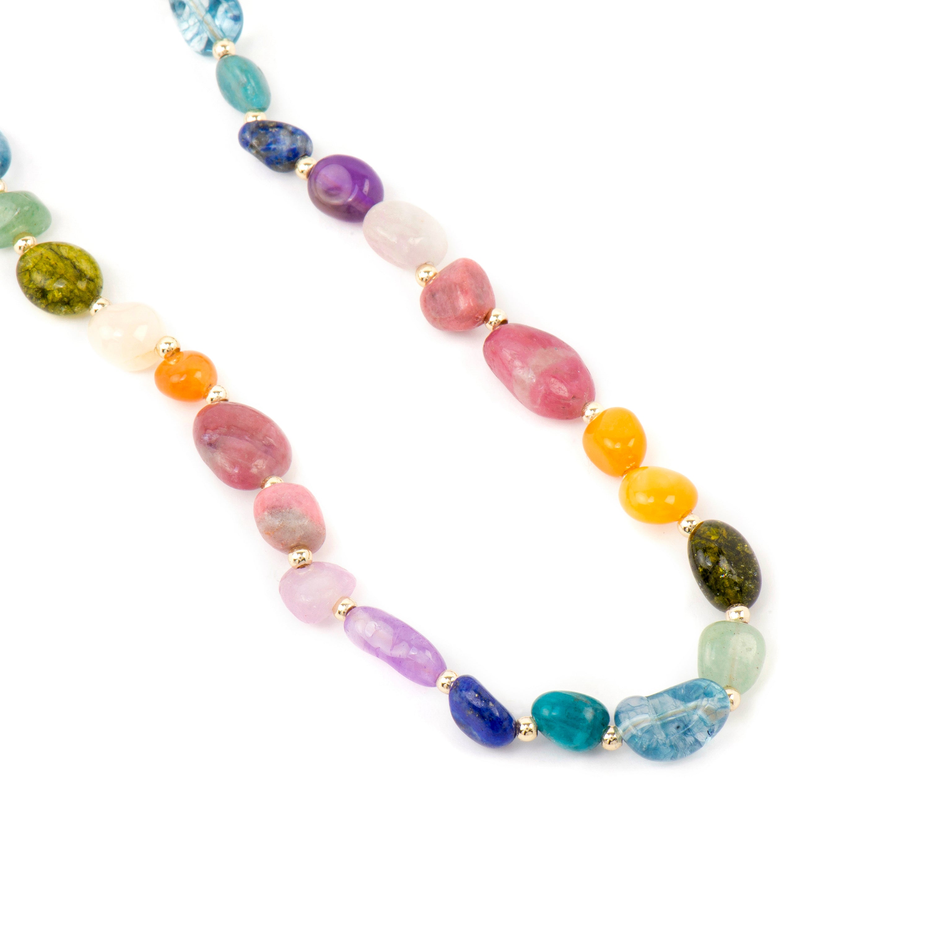 18k Yellow Gold Finished Necklace with Multicolor Natural Stone - Umavi