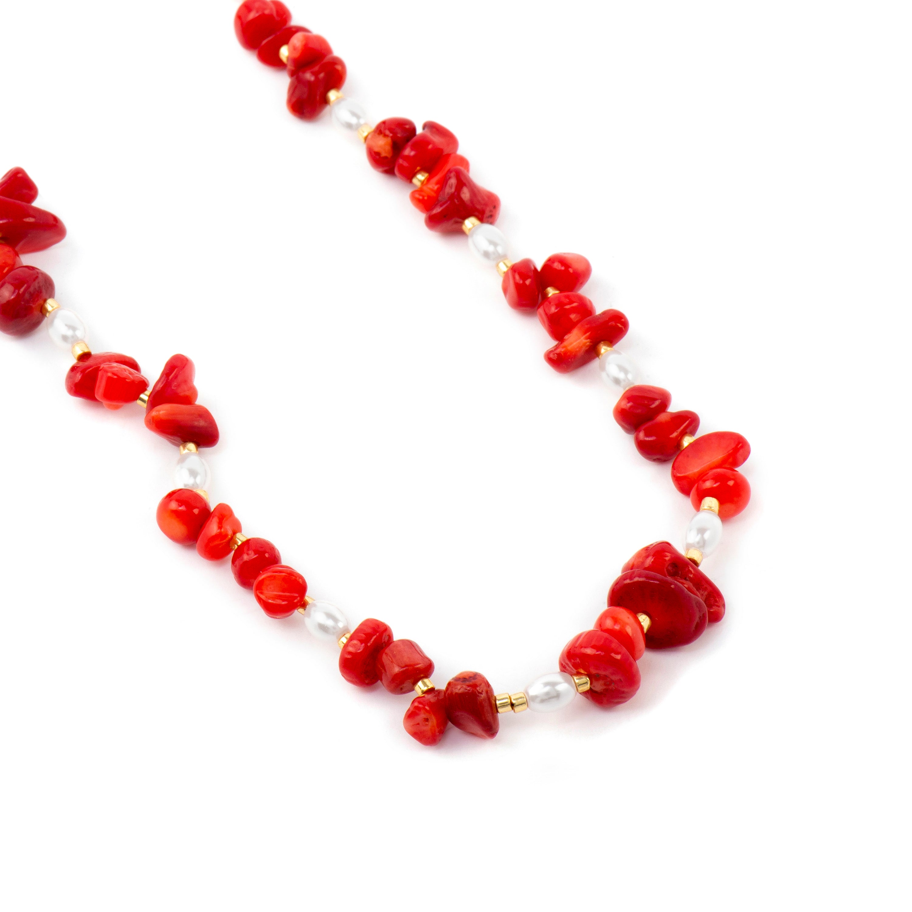 Collana finitura oro giallo 18k e Corallo - Wenfa