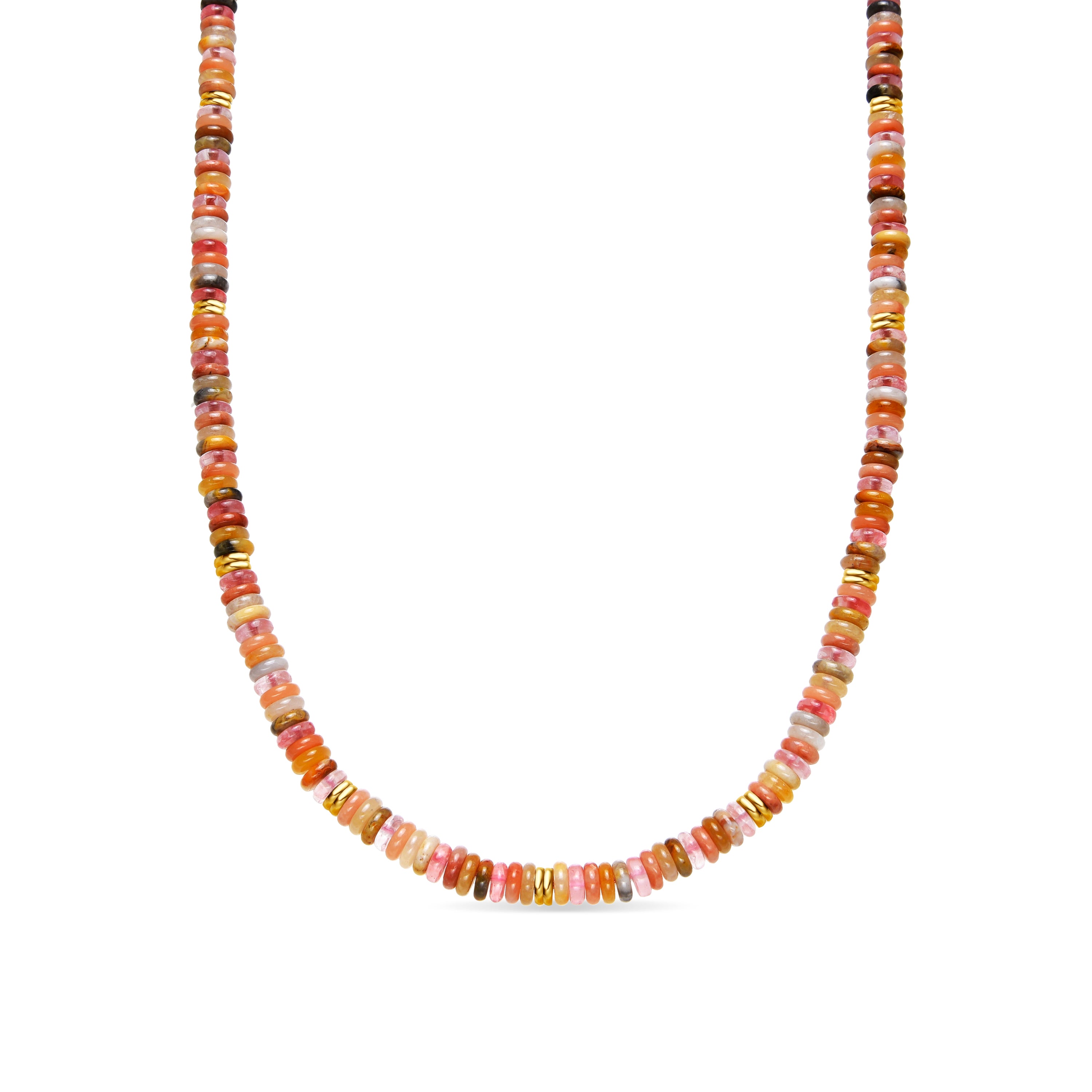 18k Yellow Gold Finished Necklace with Multicolor Natural Stone - Onisu