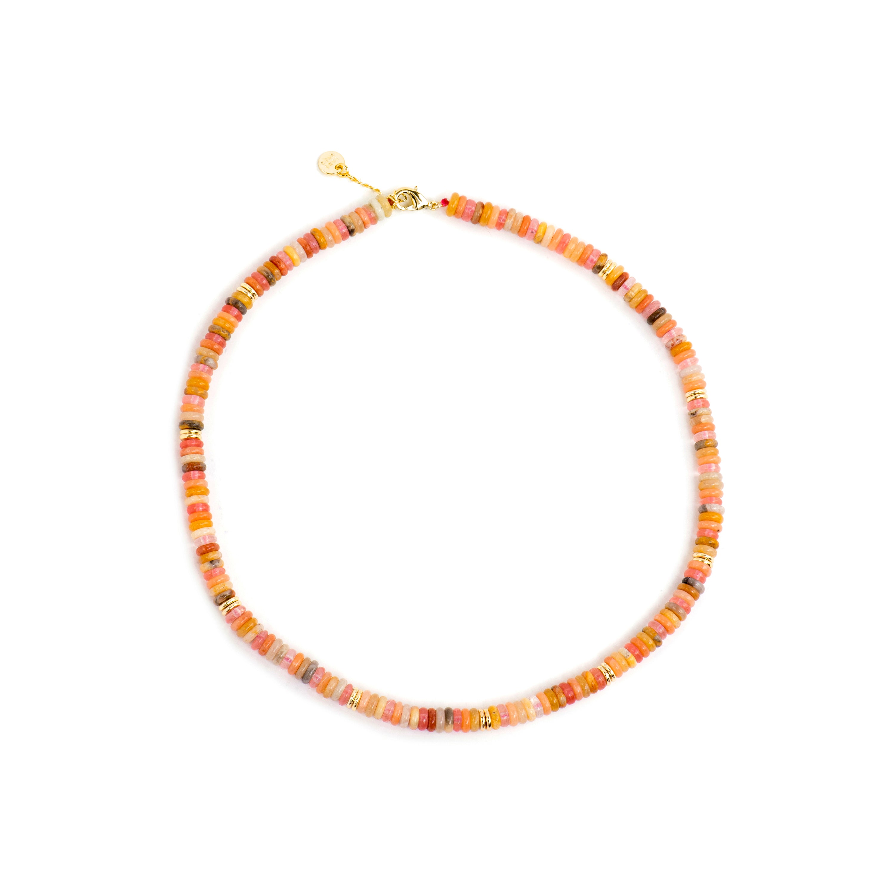 18k Yellow Gold Finished Necklace with Multicolor Natural Stone - Onisu
