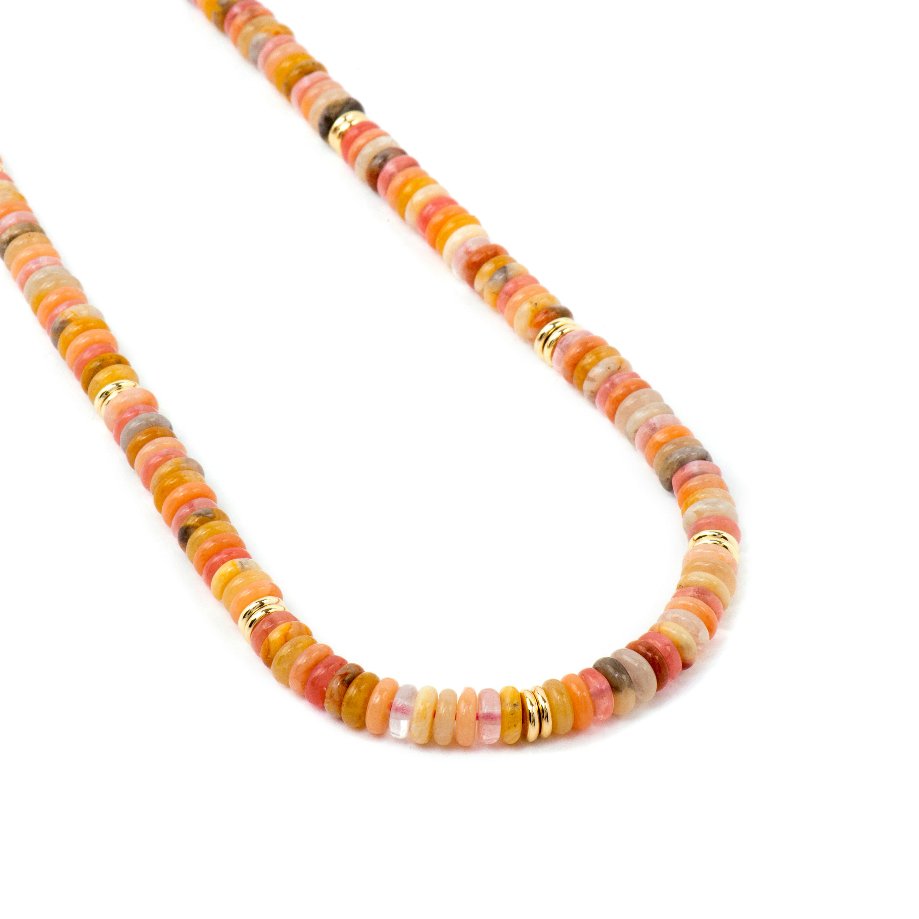 18k Yellow Gold Finished Necklace with Multicolor Natural Stone - Onisu