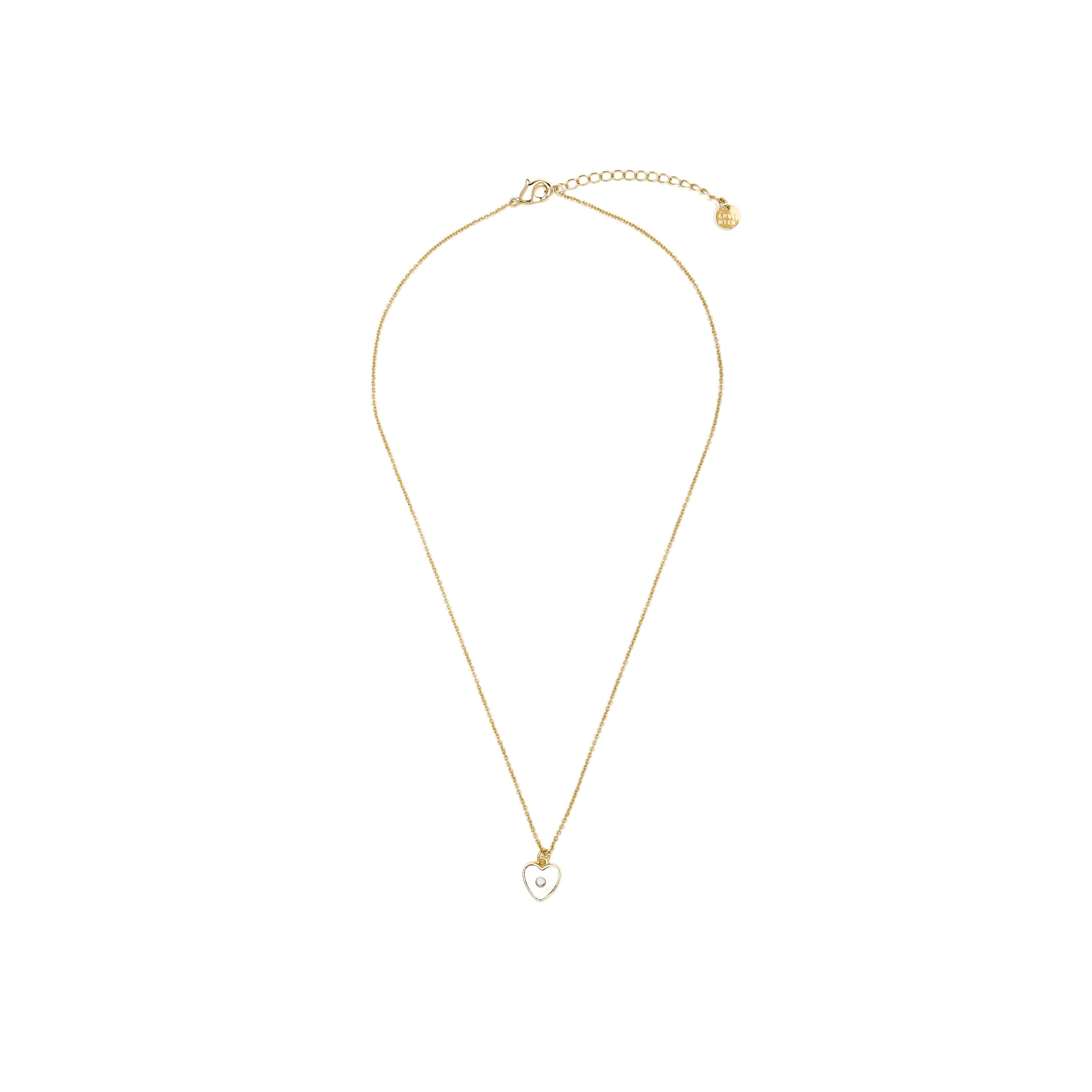 Collier finition or jaune 18k et nacre blanche - Cœur