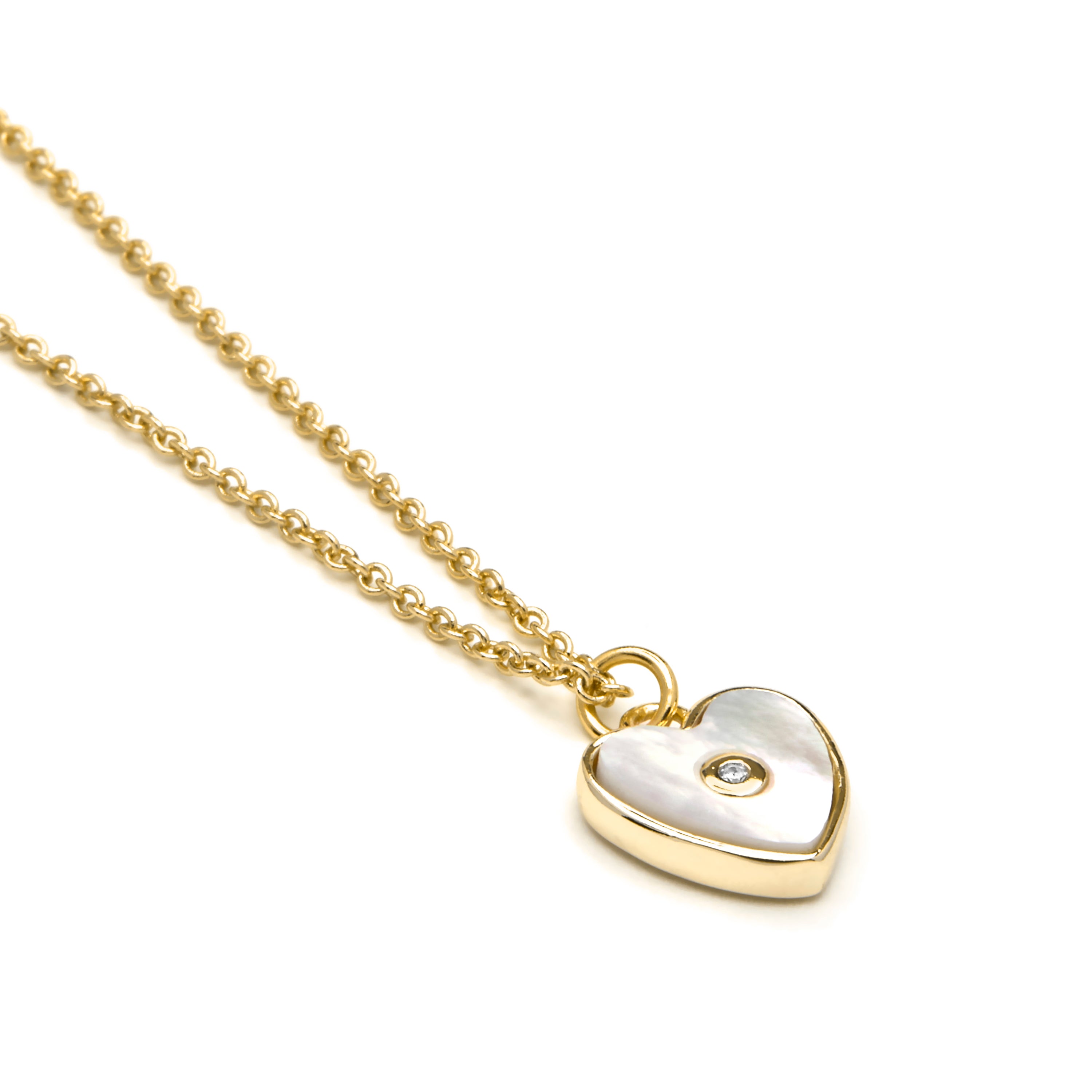 Collier finition or jaune 18k et nacre blanche - Cœur