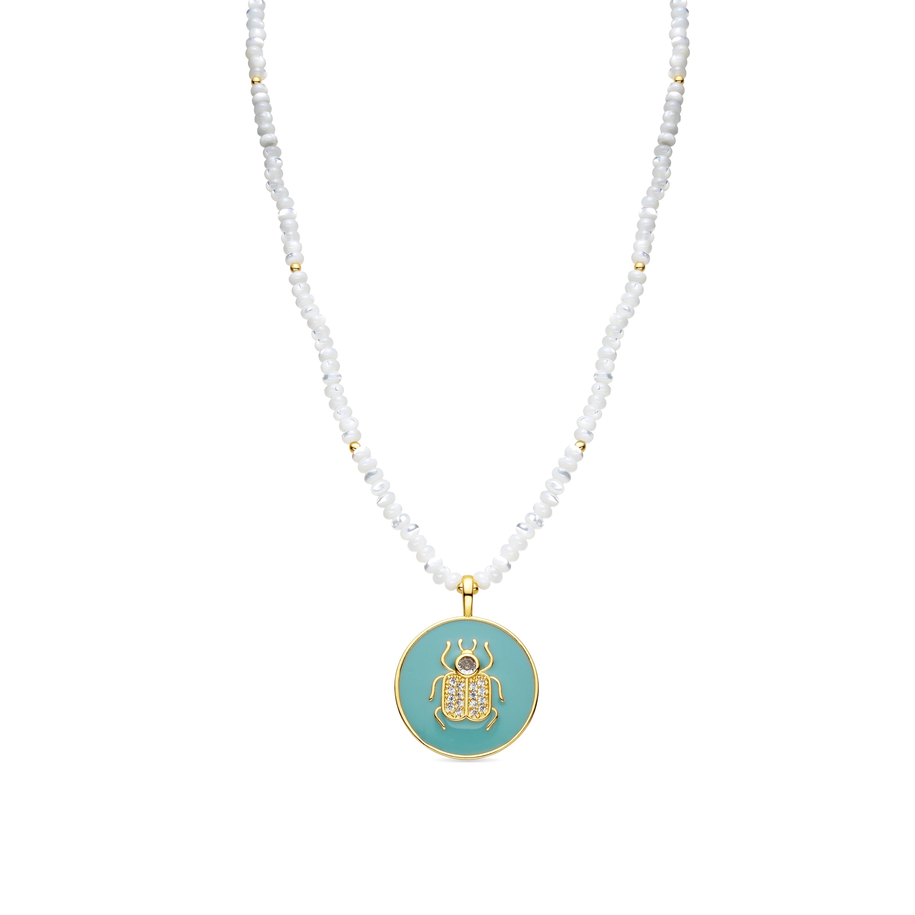 Halskette mit 18k Gelbgold-Finish und weißer Perlmutt - Adea