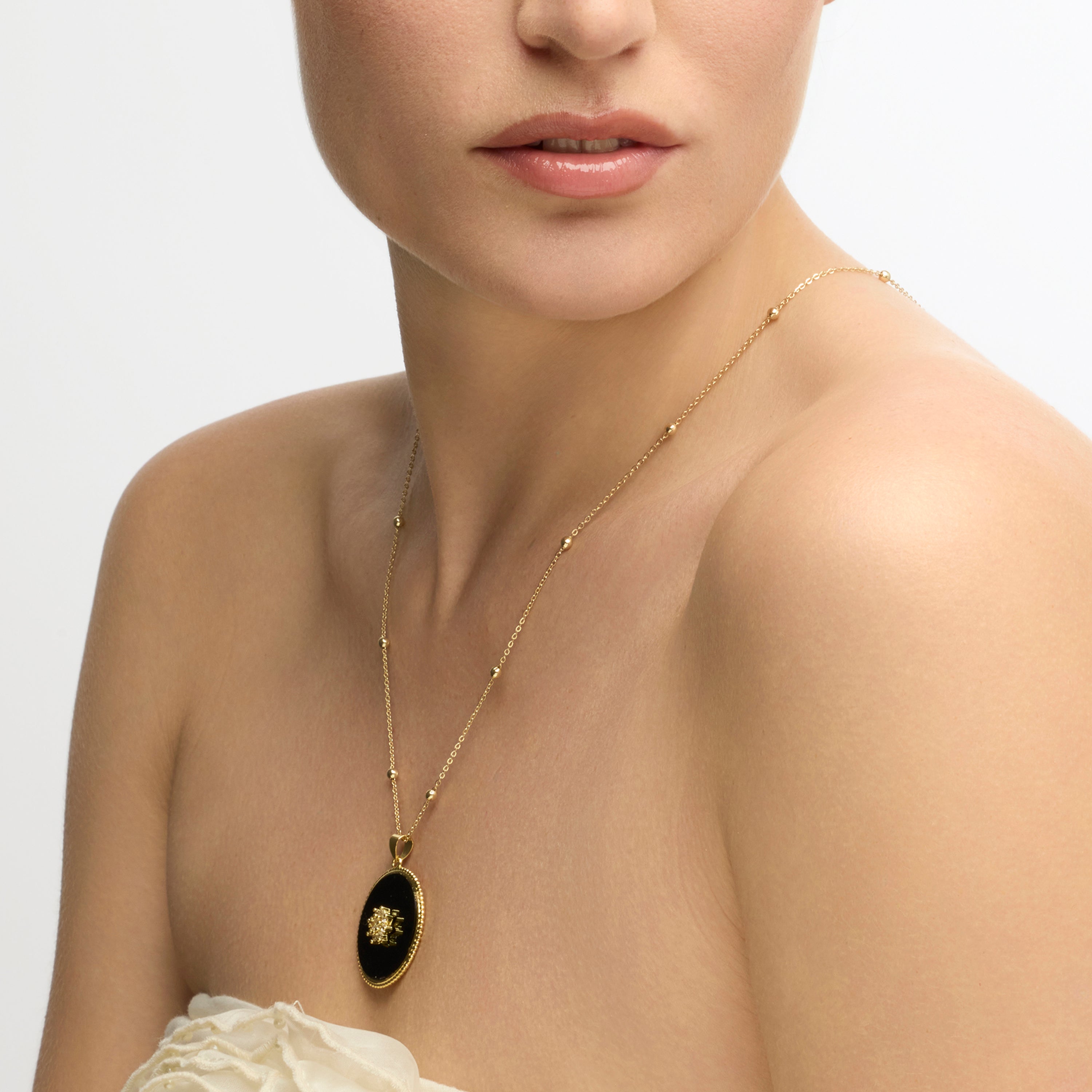 Halskette mit 18k Gelbgold-Finish und Hydrothermalem Onyx-Quarz - Salks