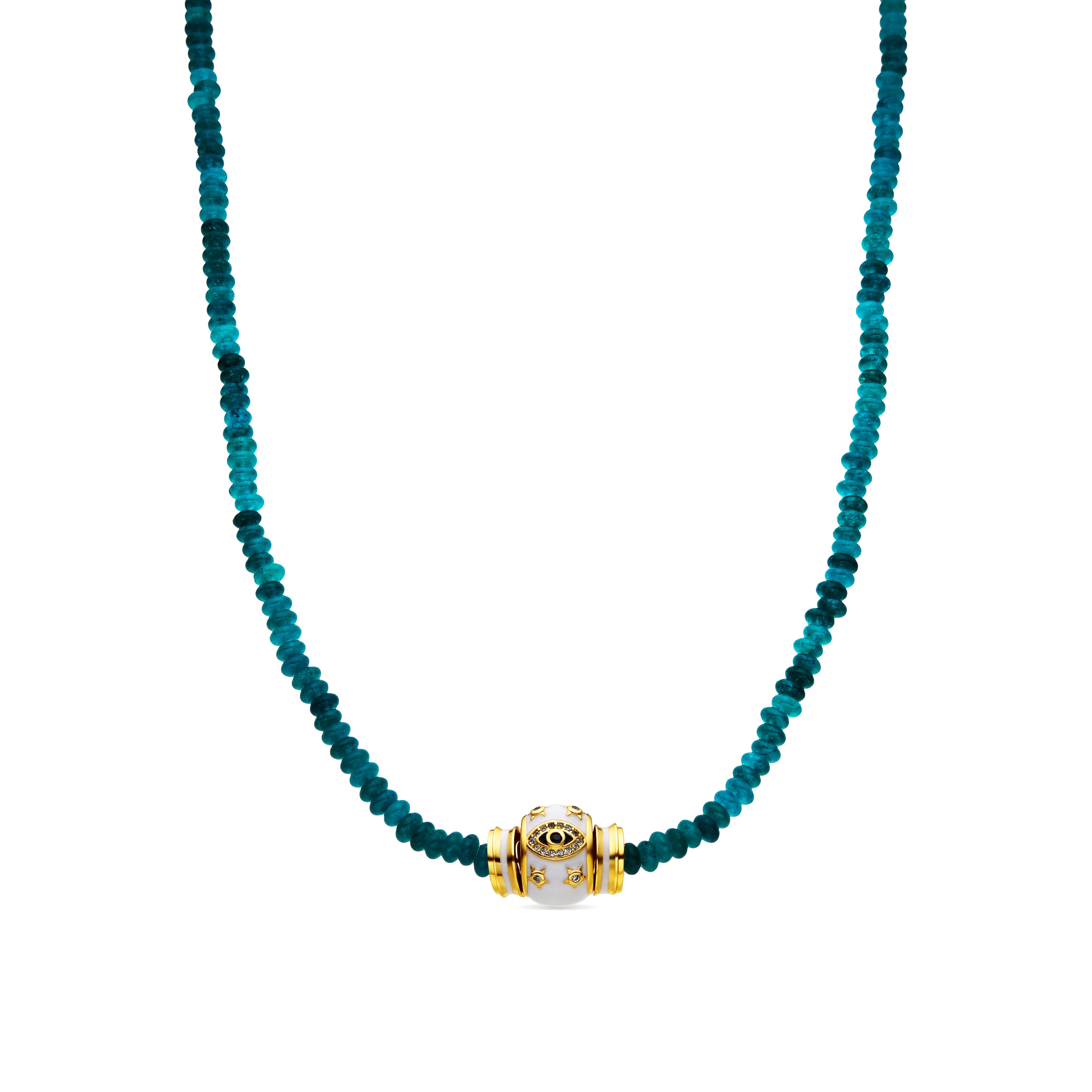 Collier finition or jaune 18 carats et jade vert - Hamco