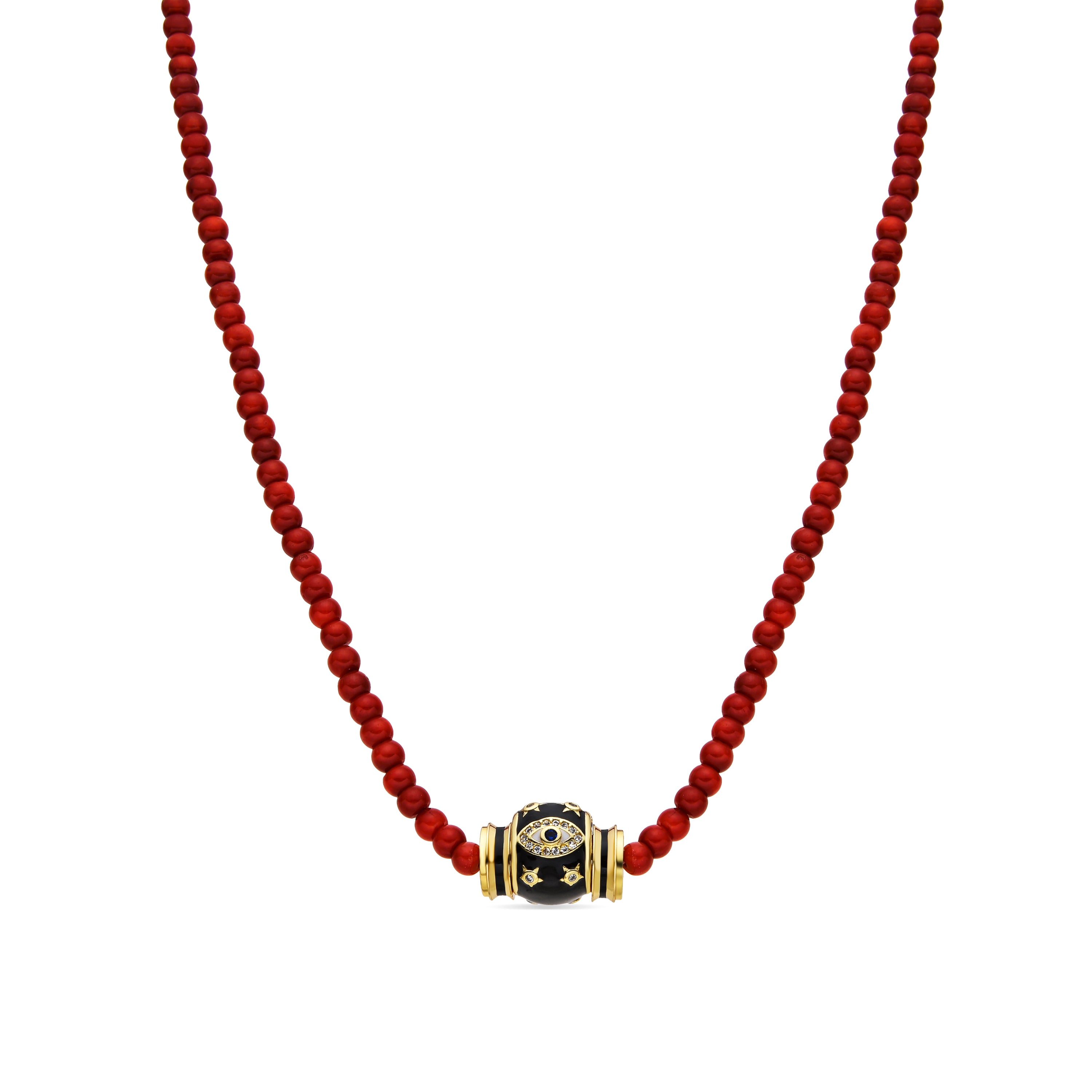 18k Yellow Gold Finished Necklace and Coral - Hamco