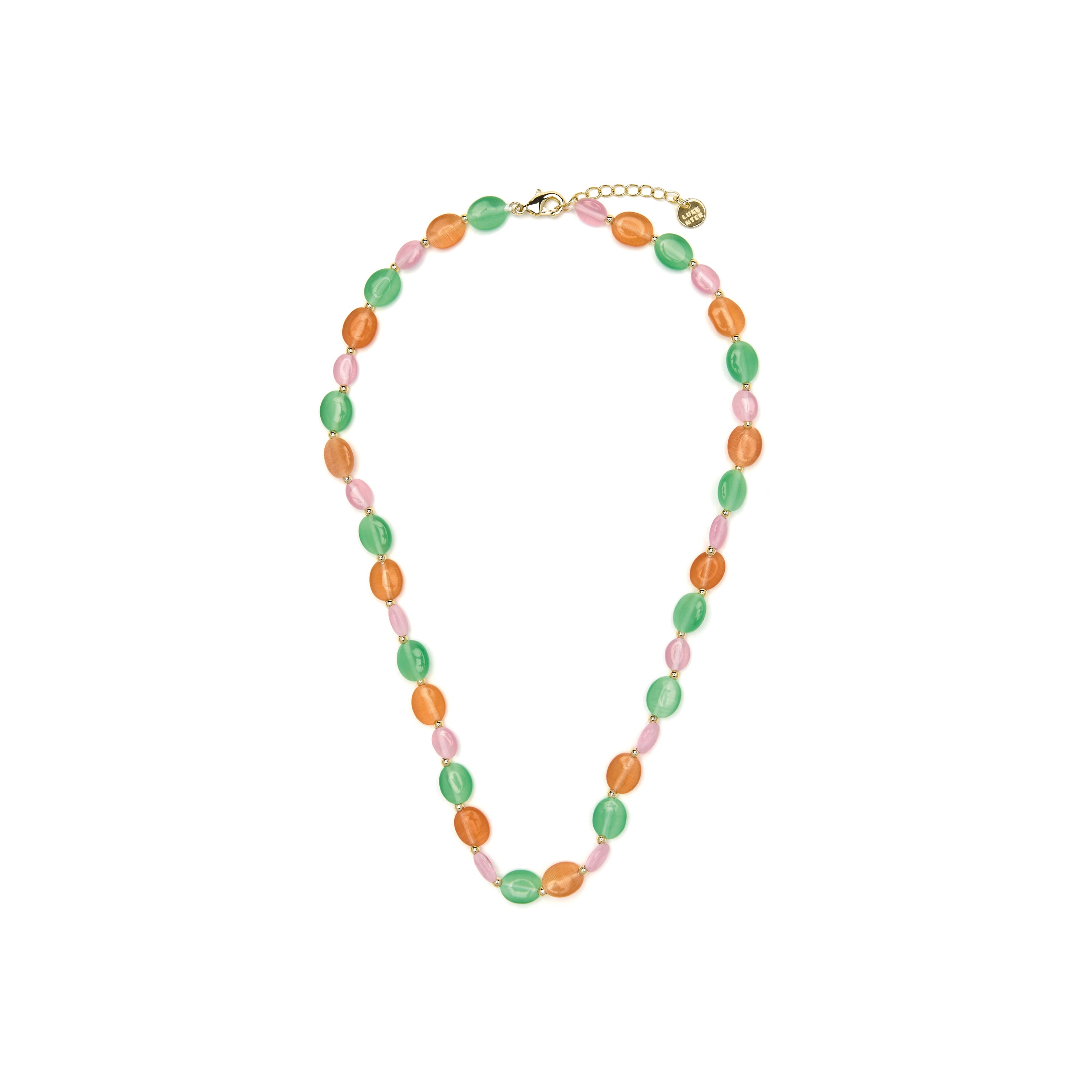 18k yellow gold finished necklace and Multicolor Cat's Eye - Gorai
