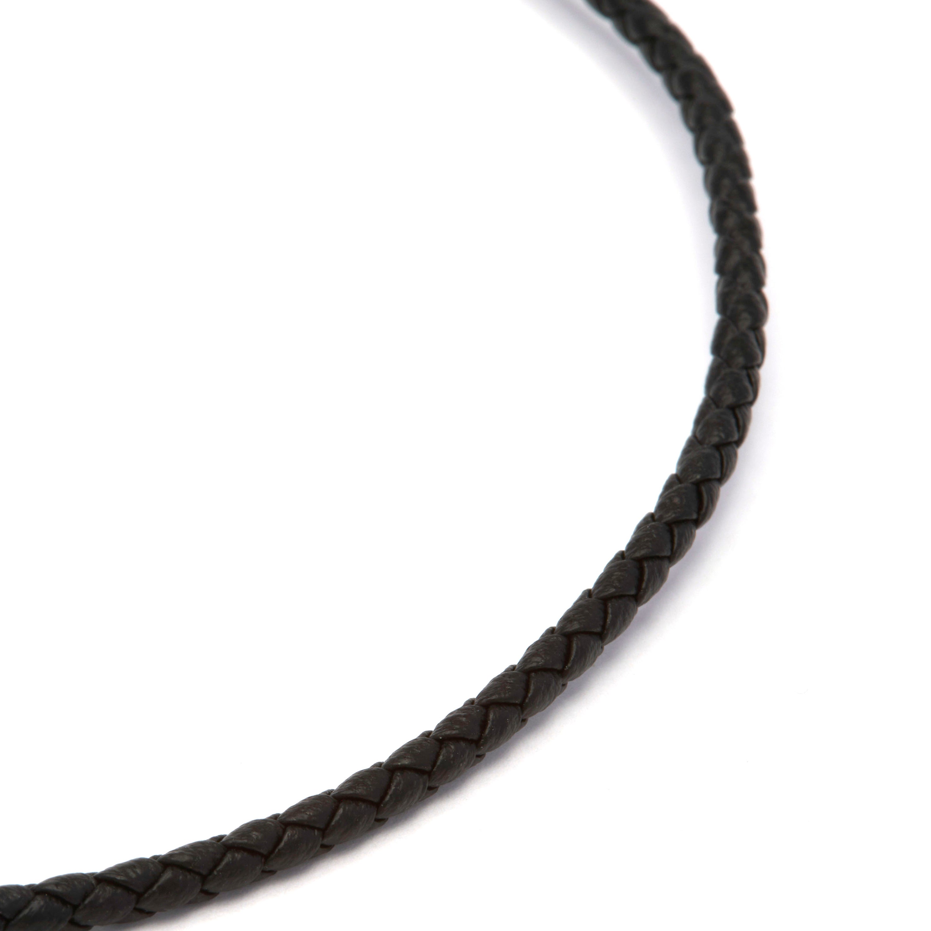 Cordón de cuero negro de 42cm + 3 de extensión acabado en oro amarillo de 18k - Jawsa