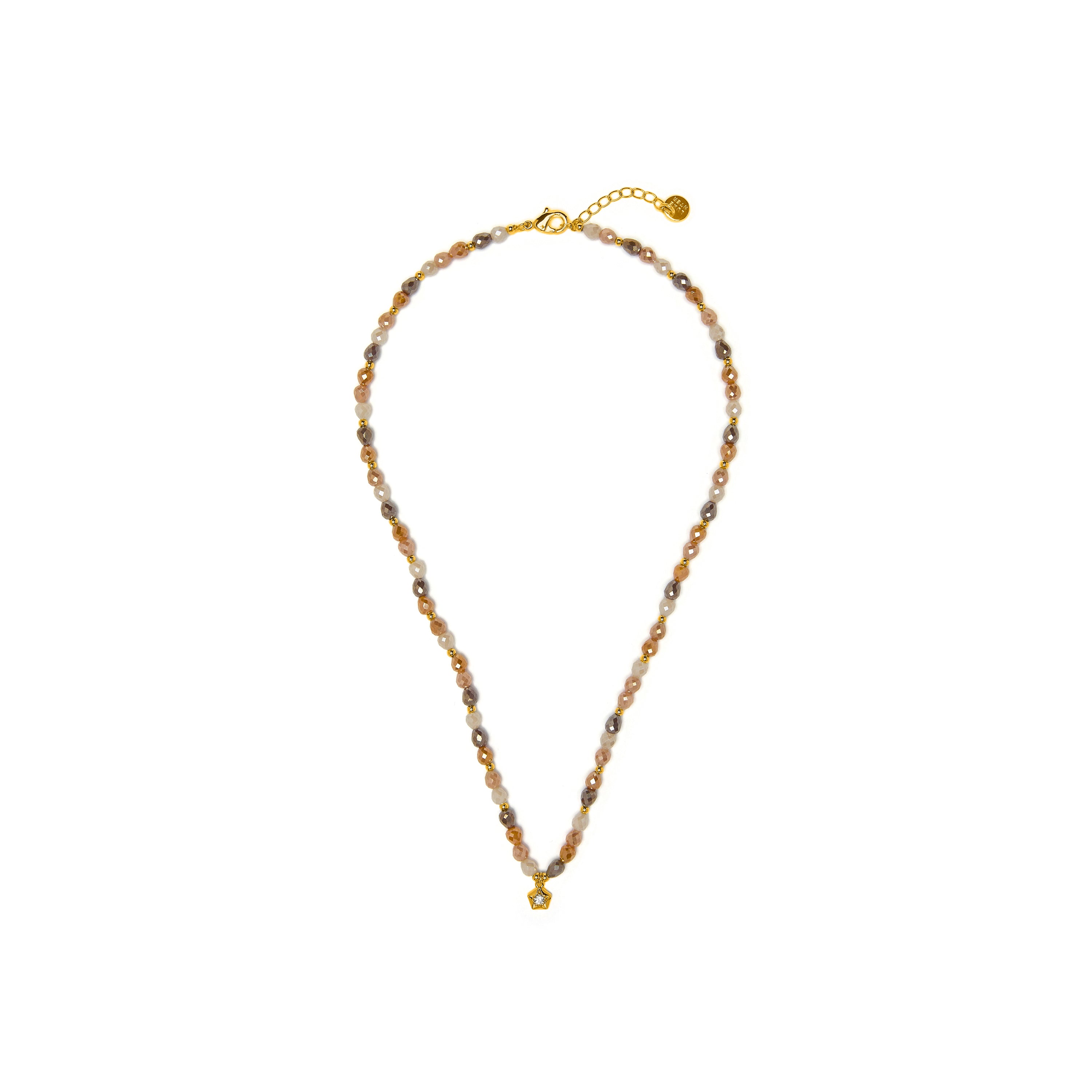 Collier en cristal marron finition en or jaune 18k - Likdu