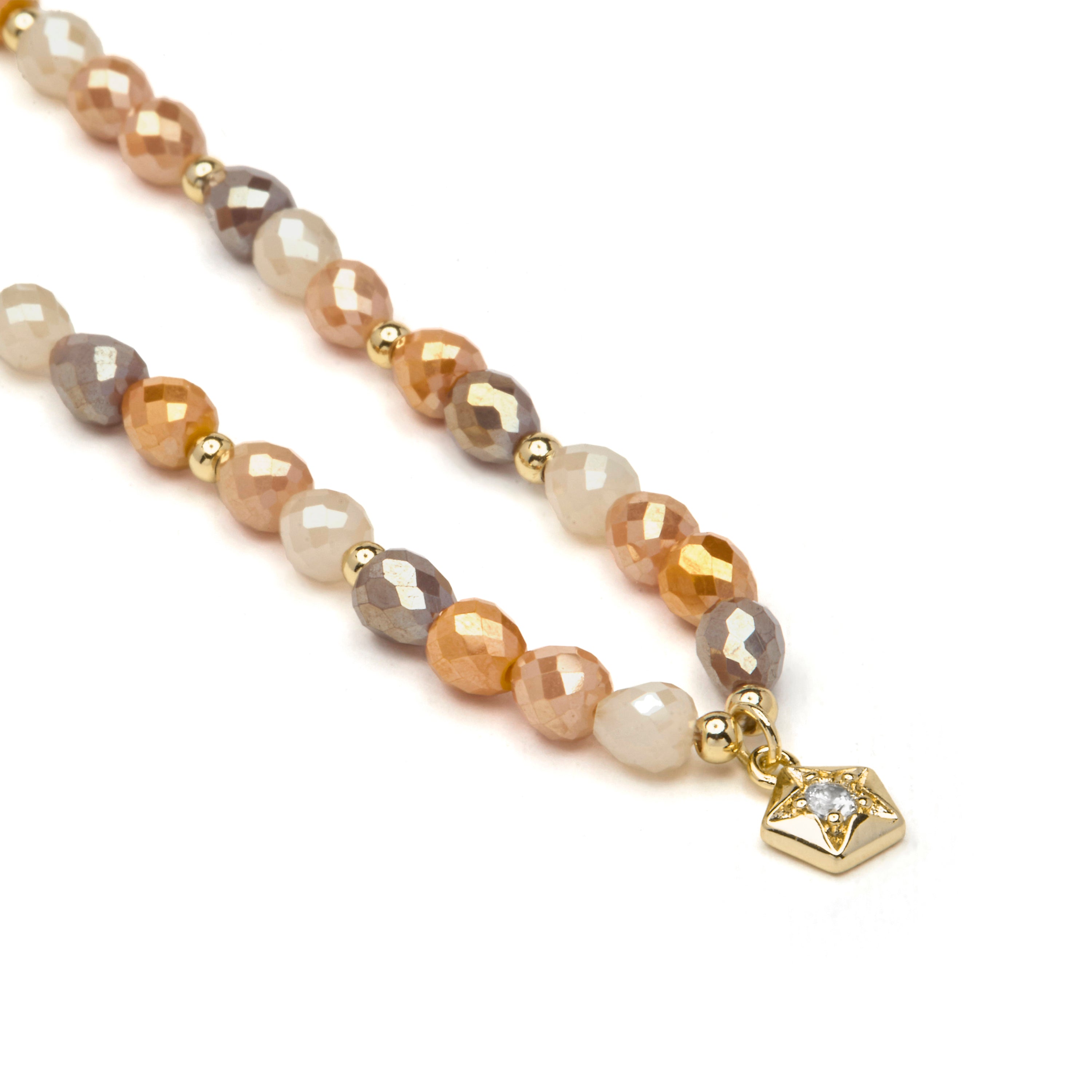 Collier en cristal marron finition en or jaune 18k - Likdu